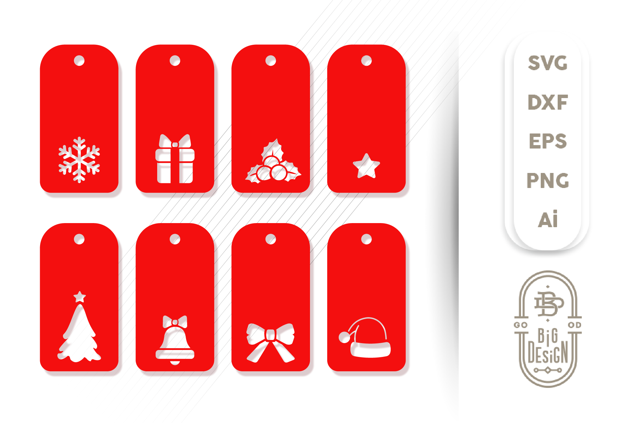 Christmas Gift Tags - SVG EPS PNG DXF Cut Files for Cricut and
