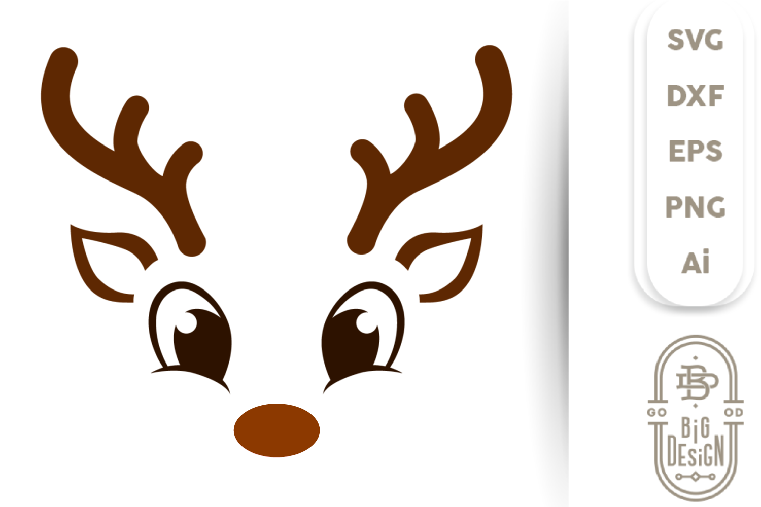 Christmas SVG Cute Reindeer SVG , Boy Reindeer face SVG By Big Design