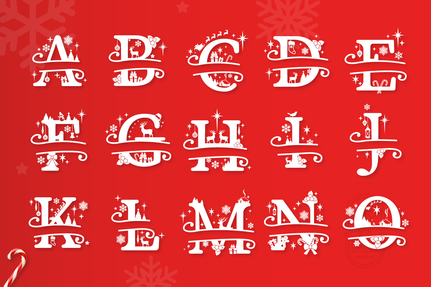 Christmas Split Letters - Christmas Monogram Alphabet By Big Design