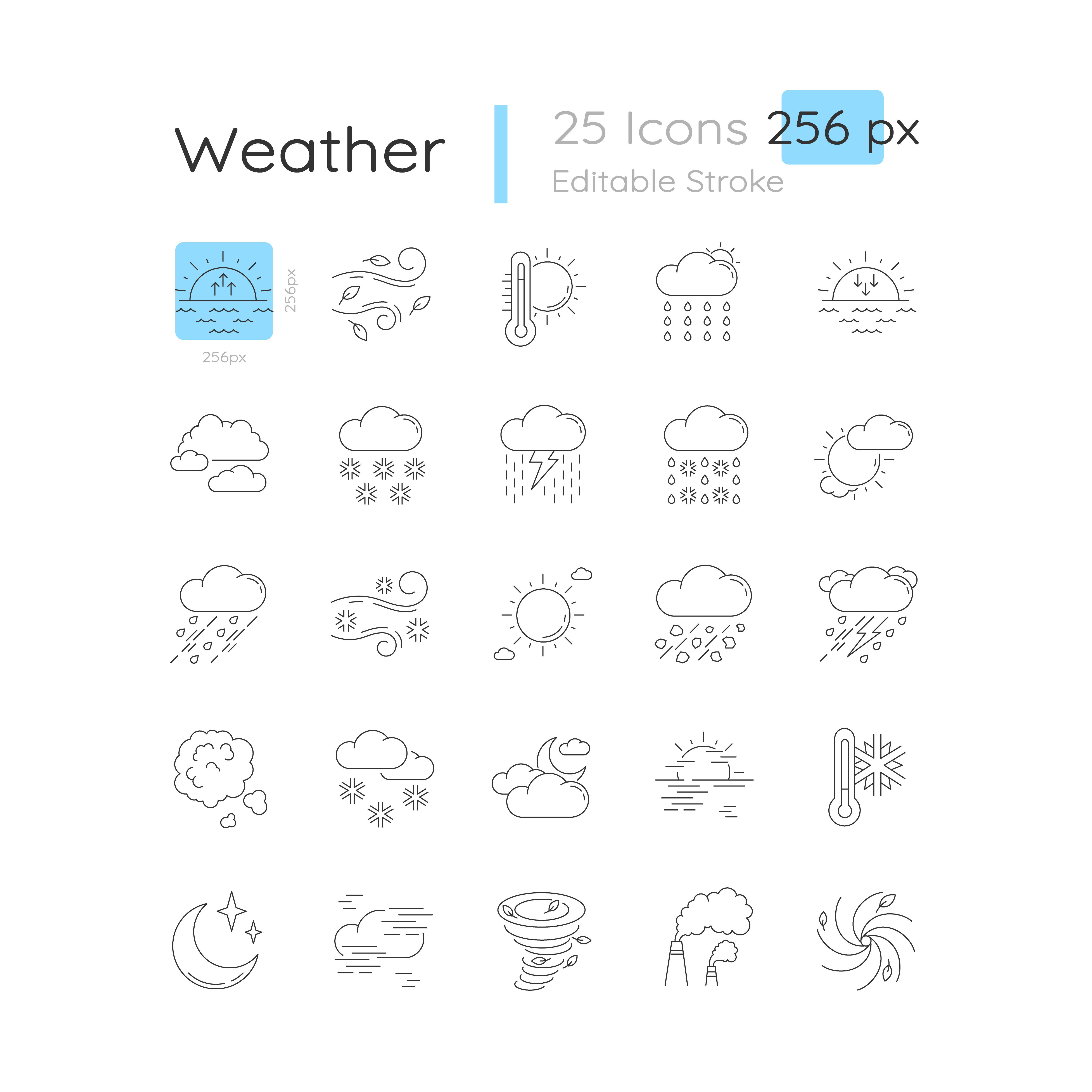 Weather Linear Icons Set Graphic By Bsd Studio · Creative Fabrica