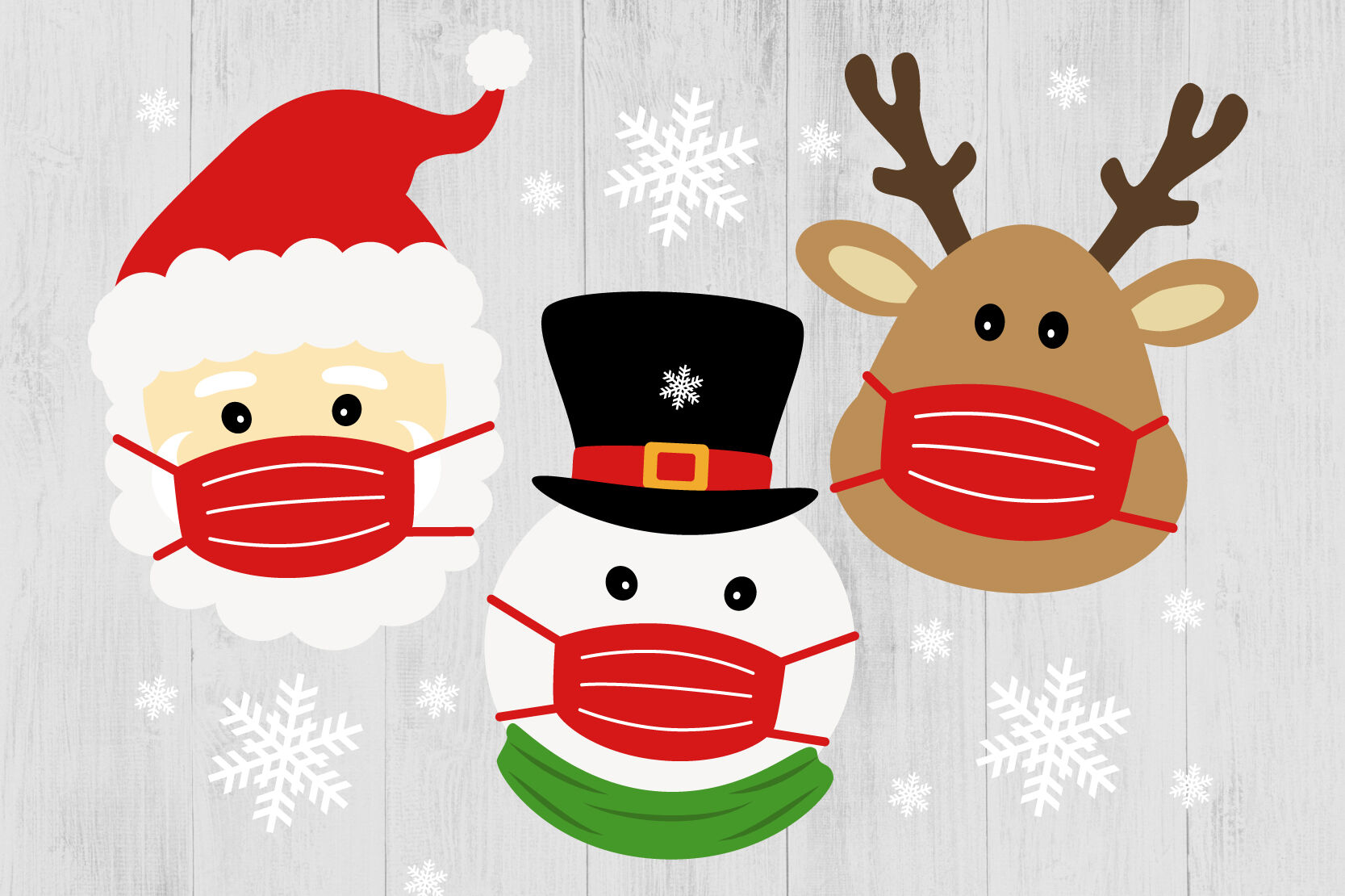 Santa Claus Face Mask Reindeer And Snowman With Face Mask Svg By Twingenuity Graphics Thehungryjpeg Com