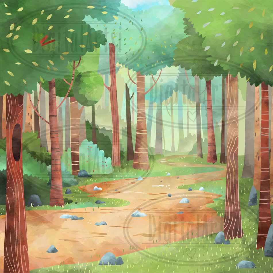 Download Watercolor Forest Path Set By Digitalartsi | TheHungryJPEG.com