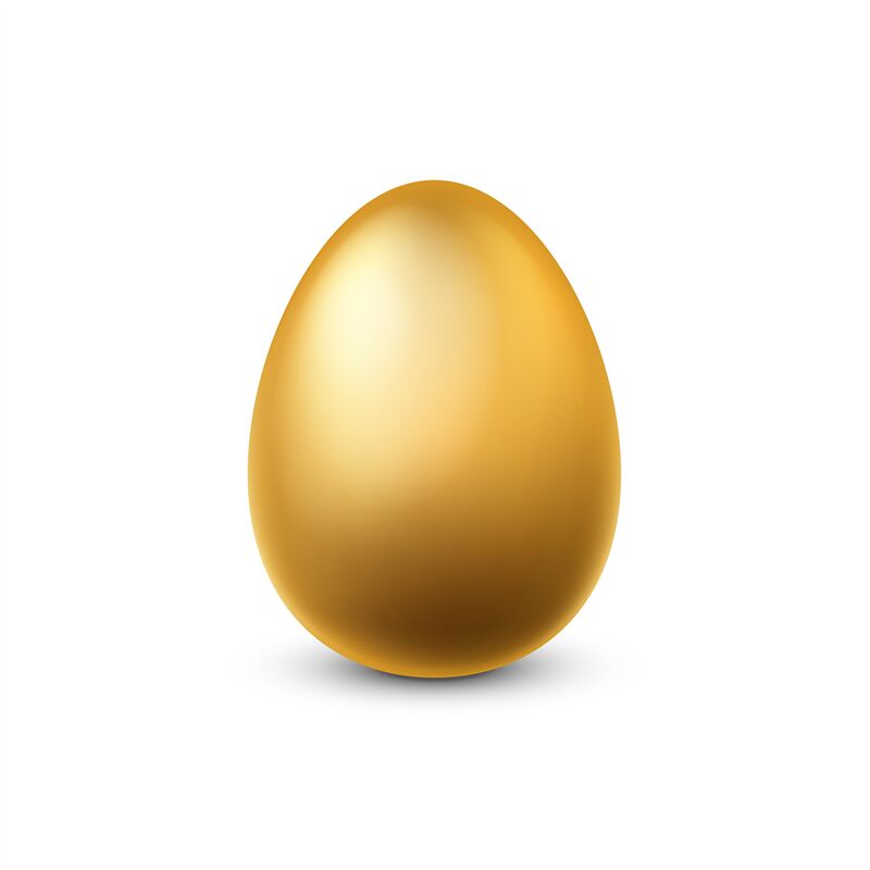 Gold egg. Traditional easter golden glittering realistic chicken egg f ...