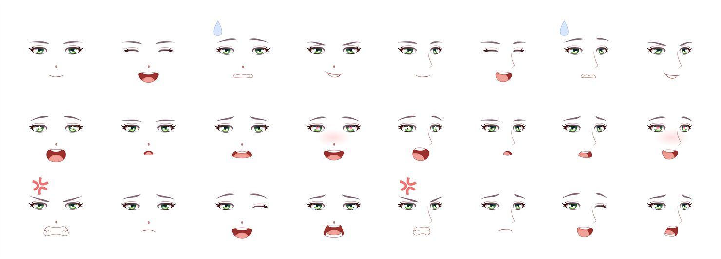 Male Anime Mouth, Eyes & Expression Images