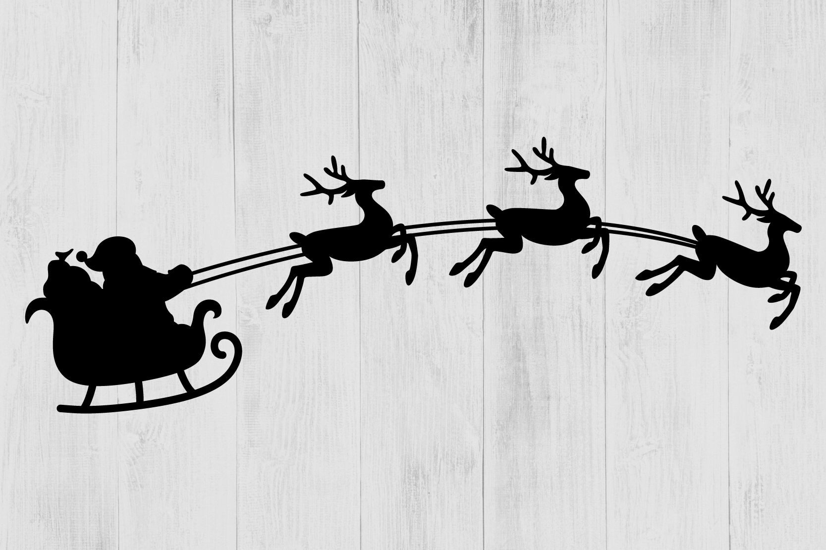 Santa And Sleigh Over Trees Svg