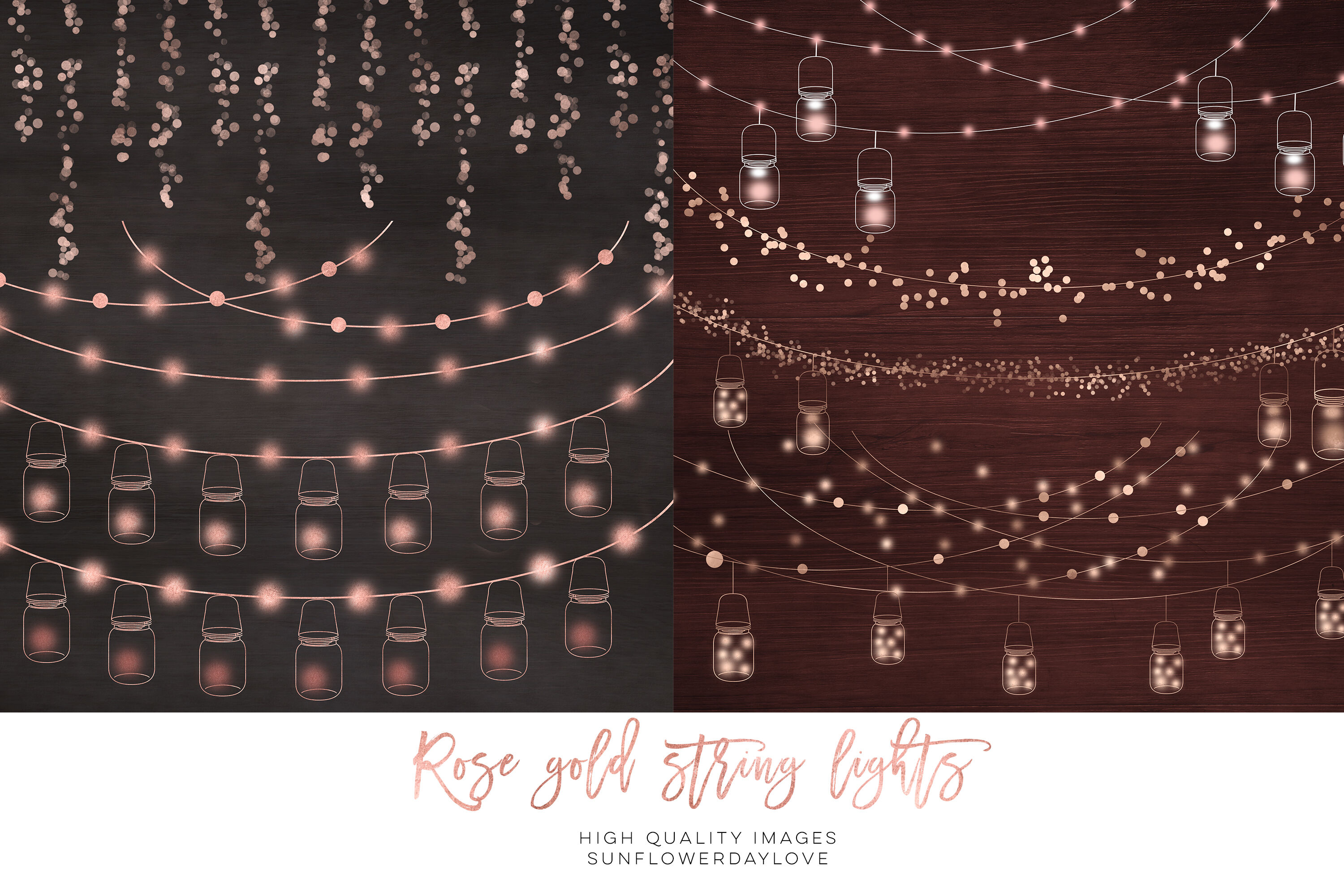 String lights overlay, fairy lights, Rose Gold String Lights By Sunflower  Day Love | TheHungryJPEG.com