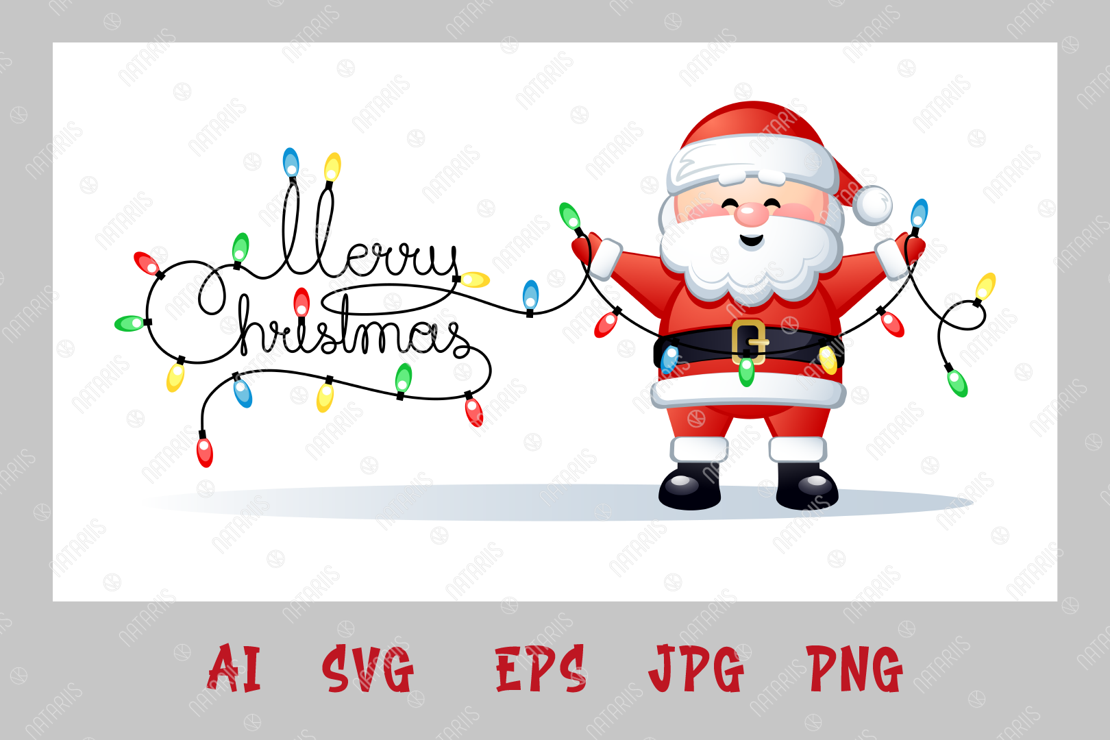 Christmas Card With Funny Santa Claus By Natariis Studio Thehungryjpeg Com