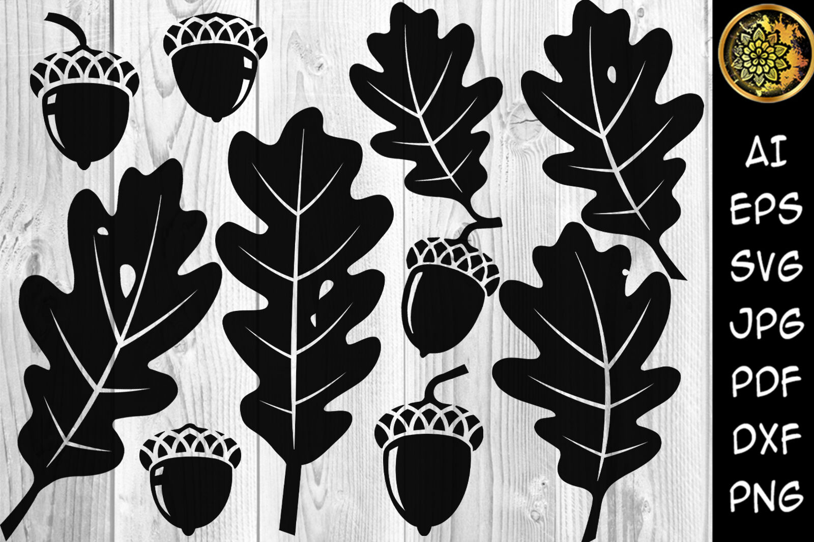 Download Christmas Svg Acorn And Leaves Clipart Design Elements By Mandala Creator Thehungryjpeg Com