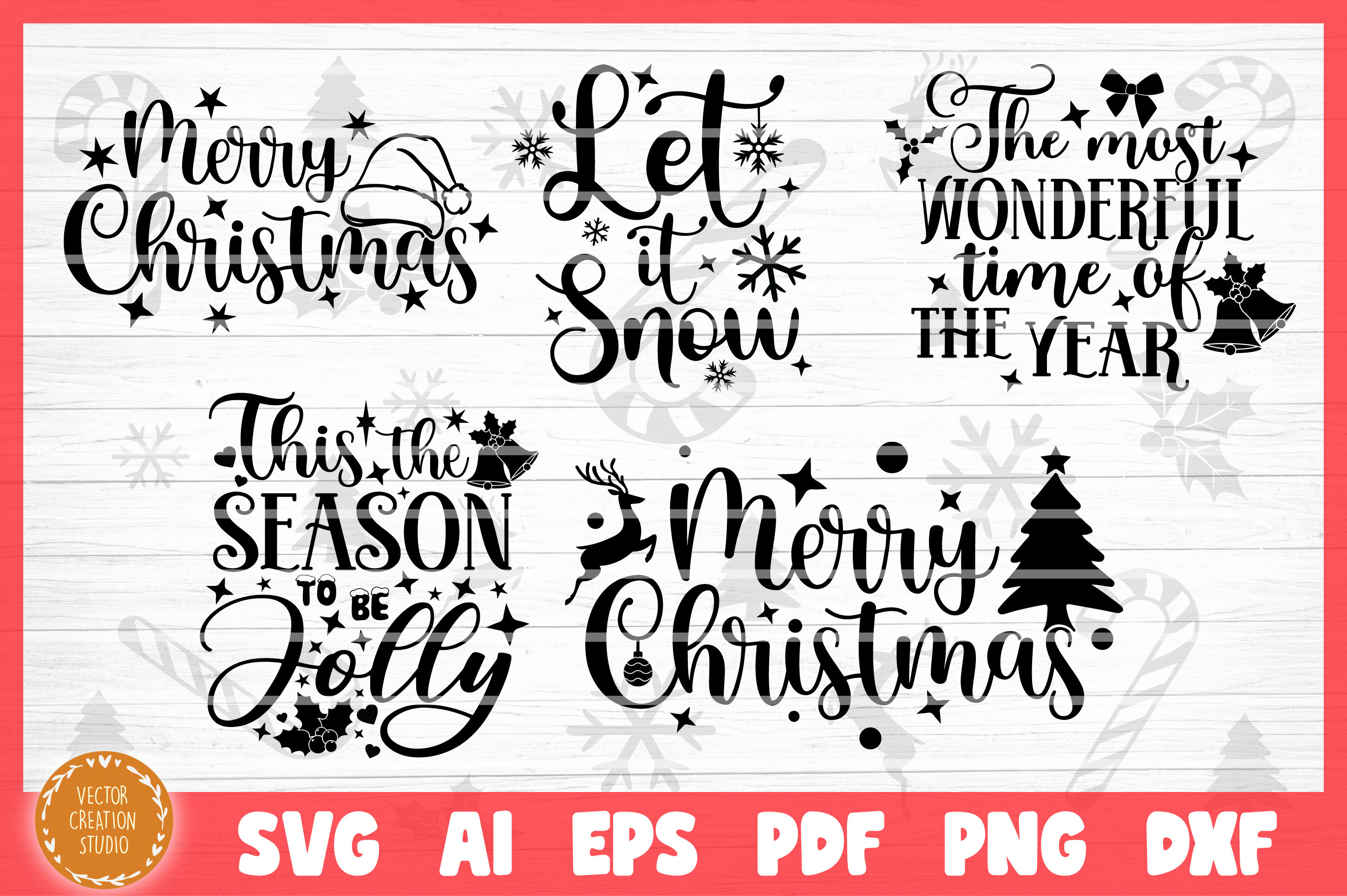 Christmas SVG Bundle Cut Files By VectorCreationStudio | TheHungryJPEG