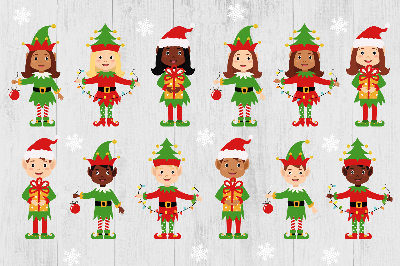 Christmas Elves Clipart Bundle, Christmas Elves PNG, Girl Boy Elves By  Twingenuity Graphics | TheHungryJPEG