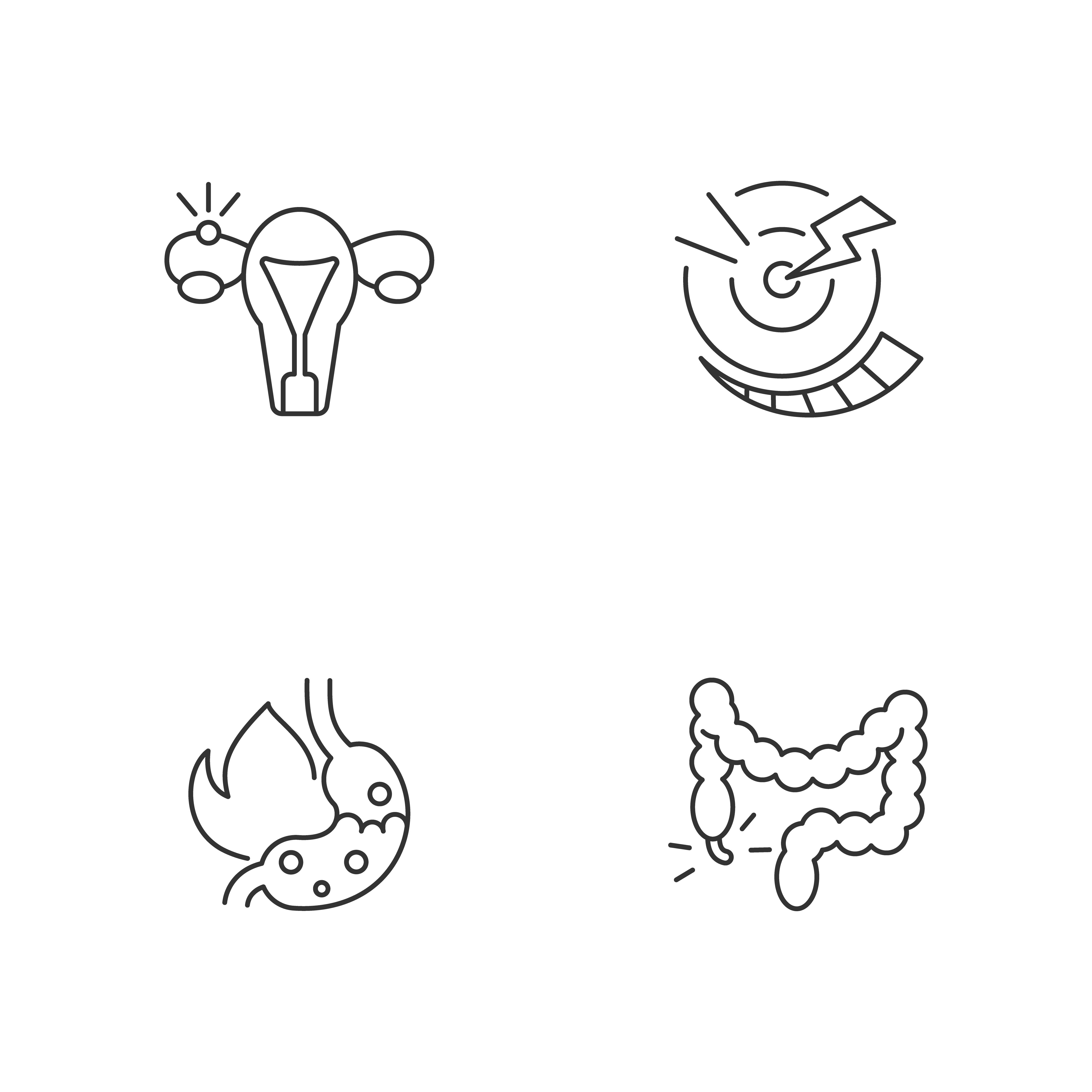 Abdominal inflammation linear icons set By bsd studio | TheHungryJPEG