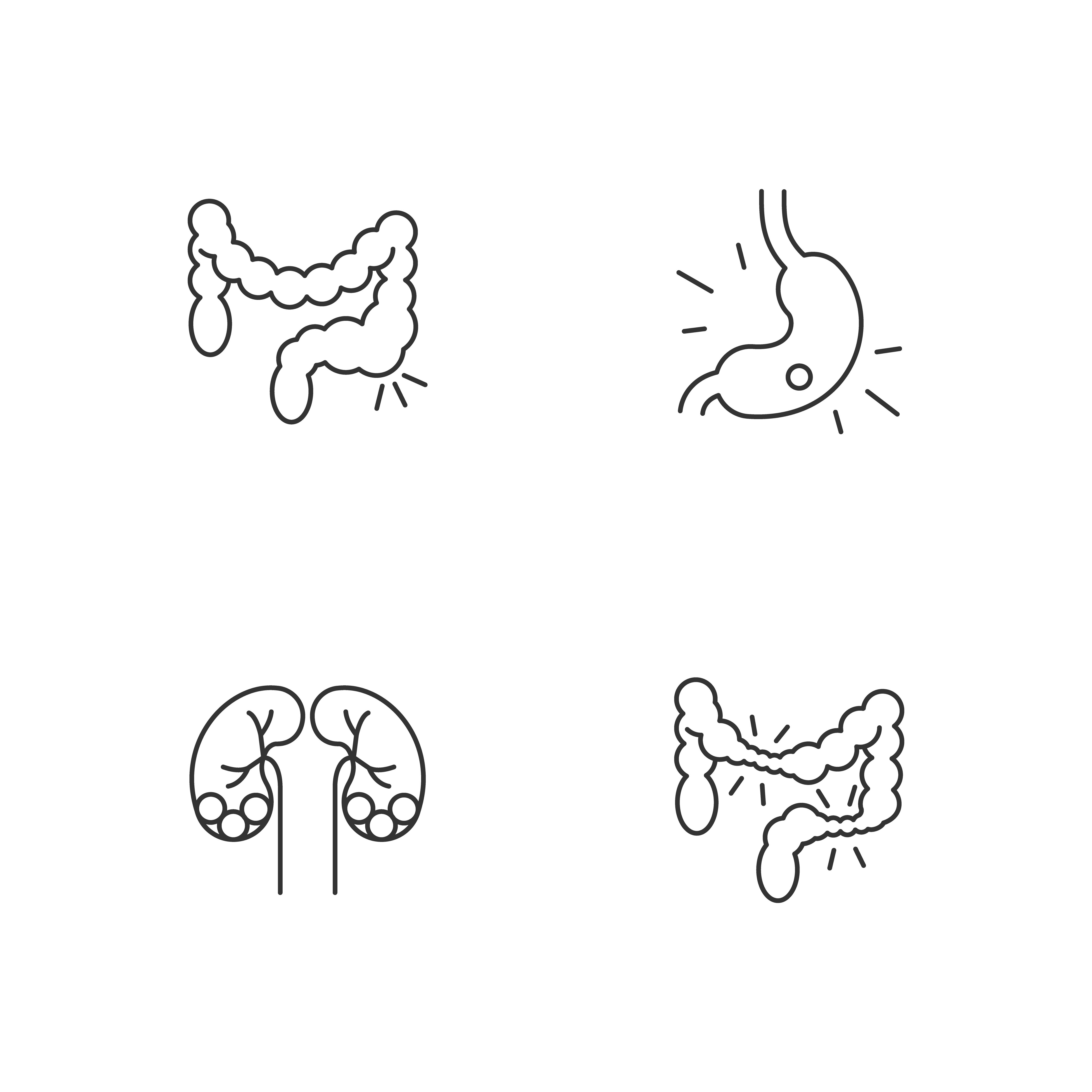 Abdominal pain linear icons set By bsd studio | TheHungryJPEG