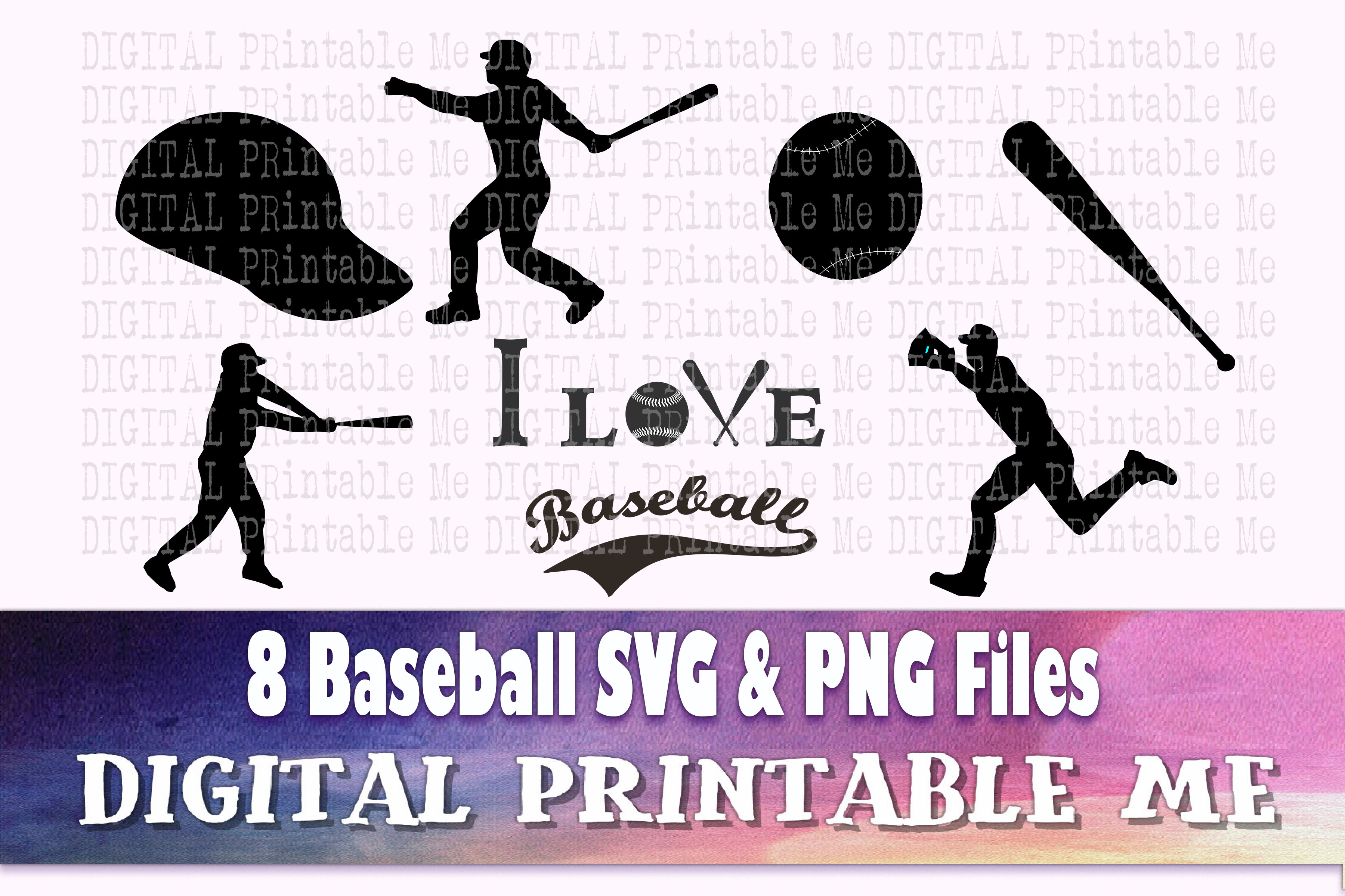Baseball svg bundle, silhouette, PNG, clip art, 8 Digital images, spor ...