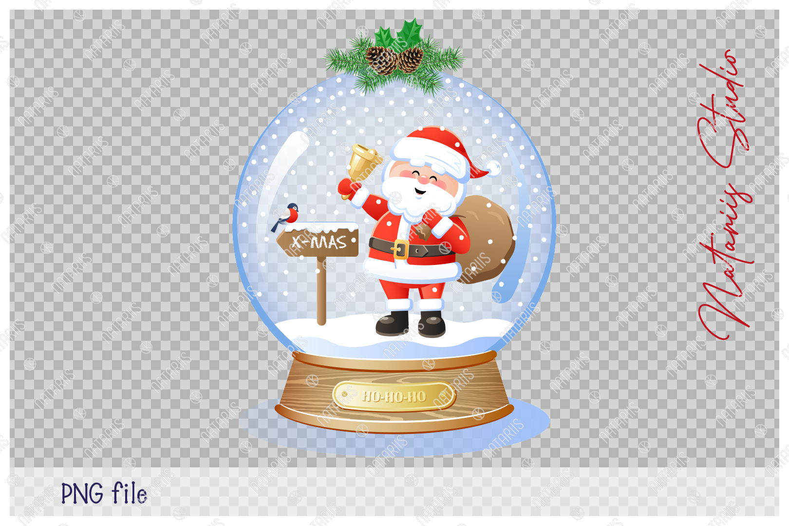 Christmas Snow Globe With Funny Santa Claus By Natariis Studio Thehungryjpeg Com