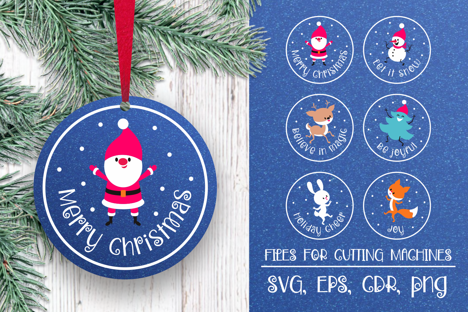 Download Christmas ornament SVG bundle - funny animals and Santa By ...