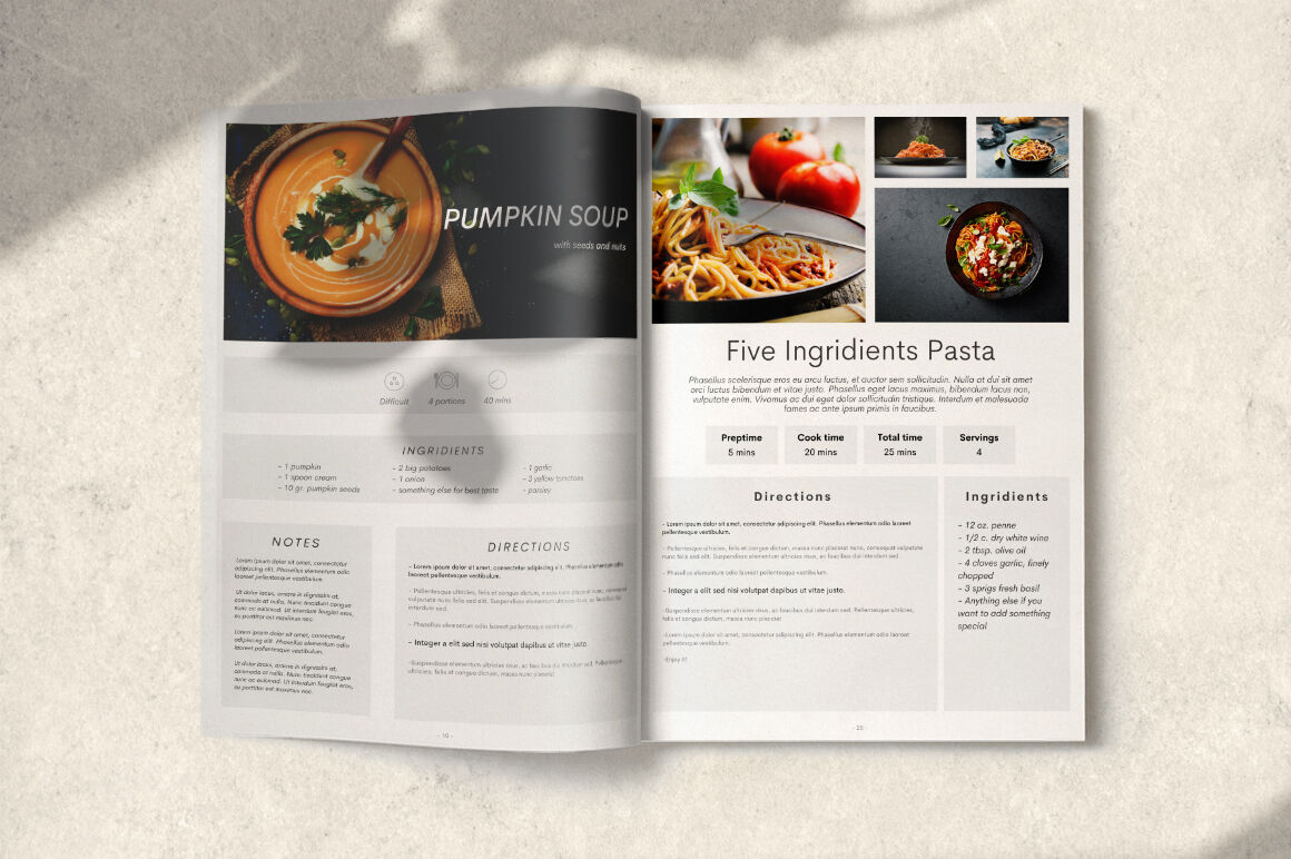 recipe book template indesign