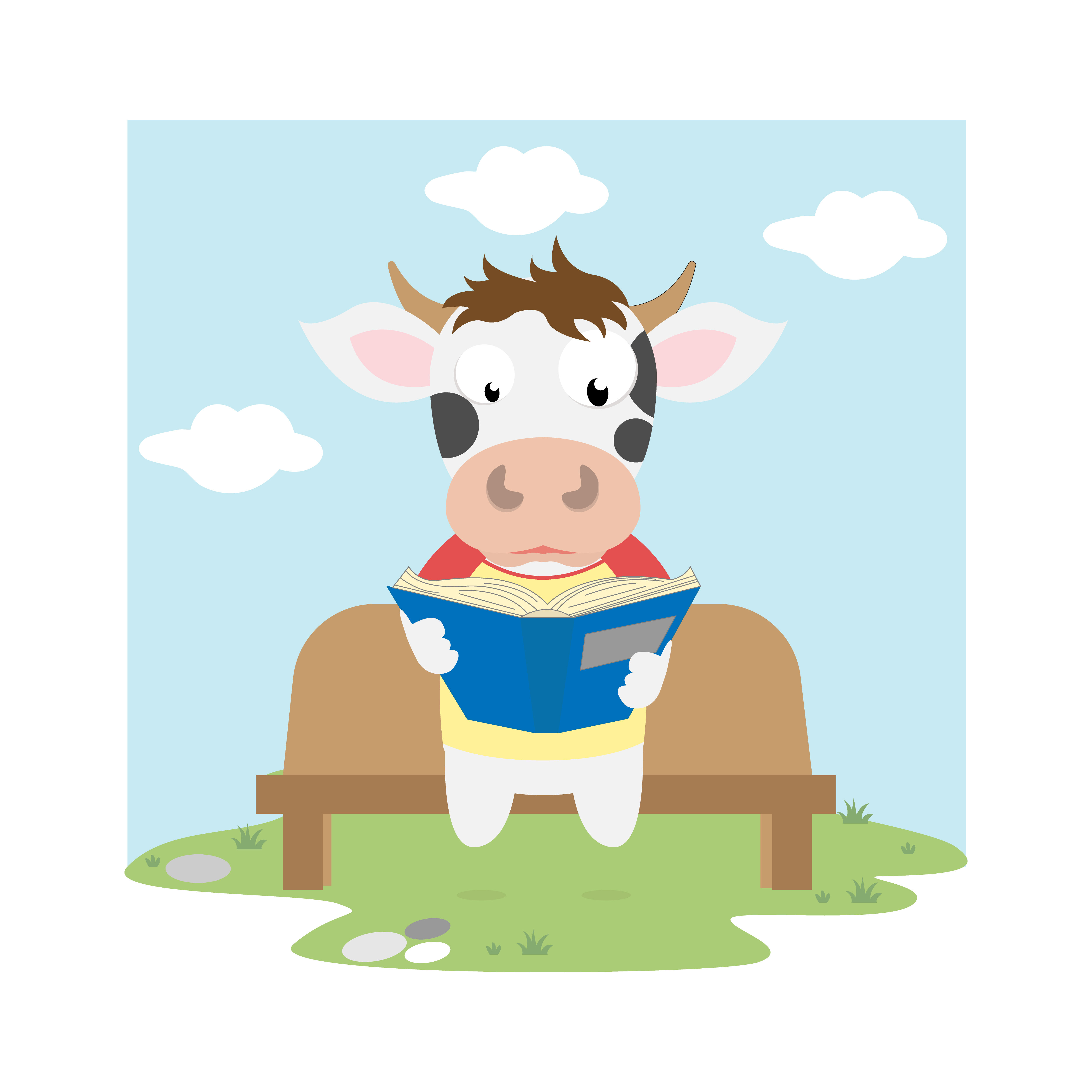 cow reading a book By CurutDesign | TheHungryJPEG