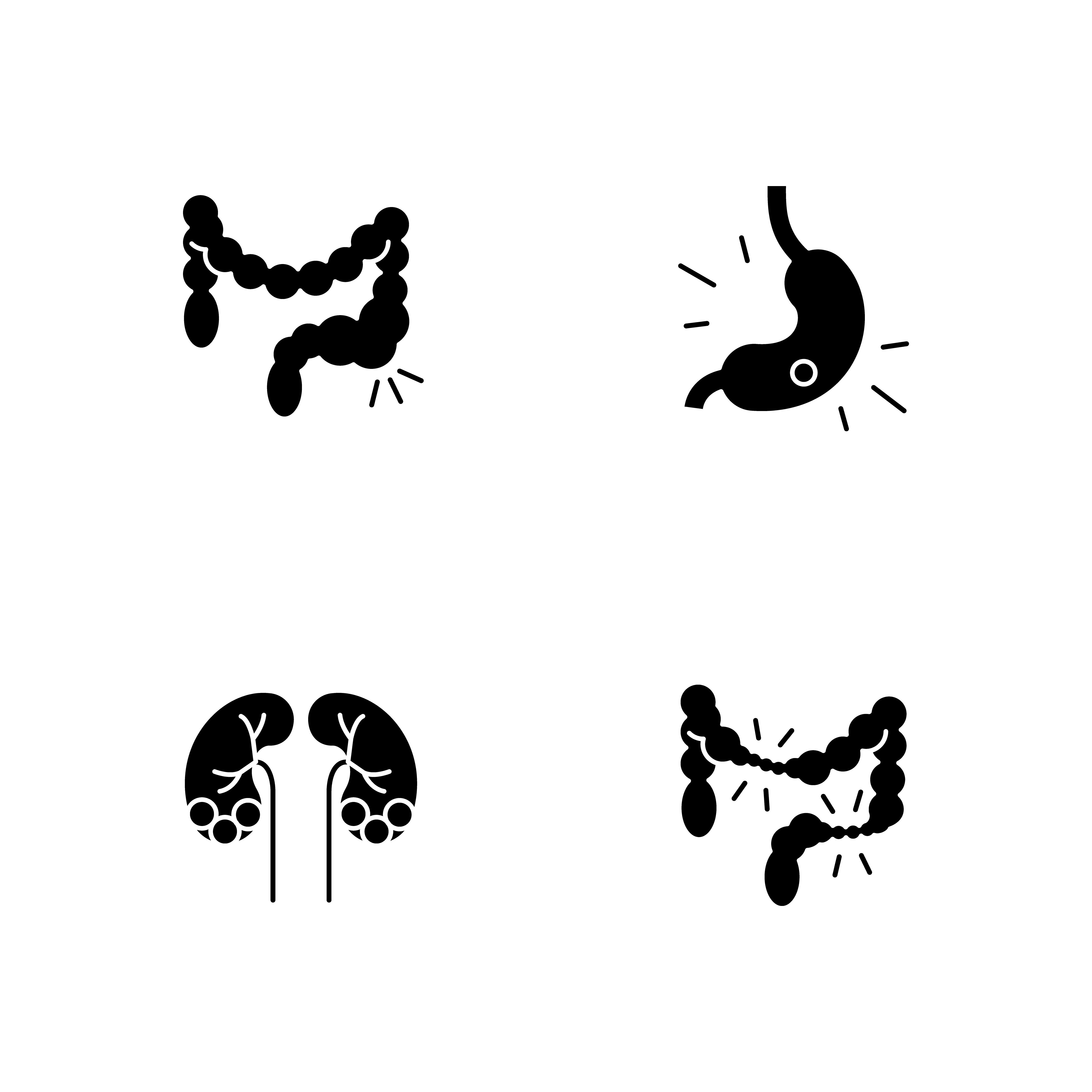 Abdominal Pain Black Glyph Icons Set On White Space By Bsd Studio 