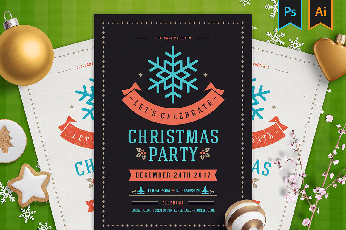 Christmas Party Invitation Flyer By Vasya Kobelev | TheHungryJPEG