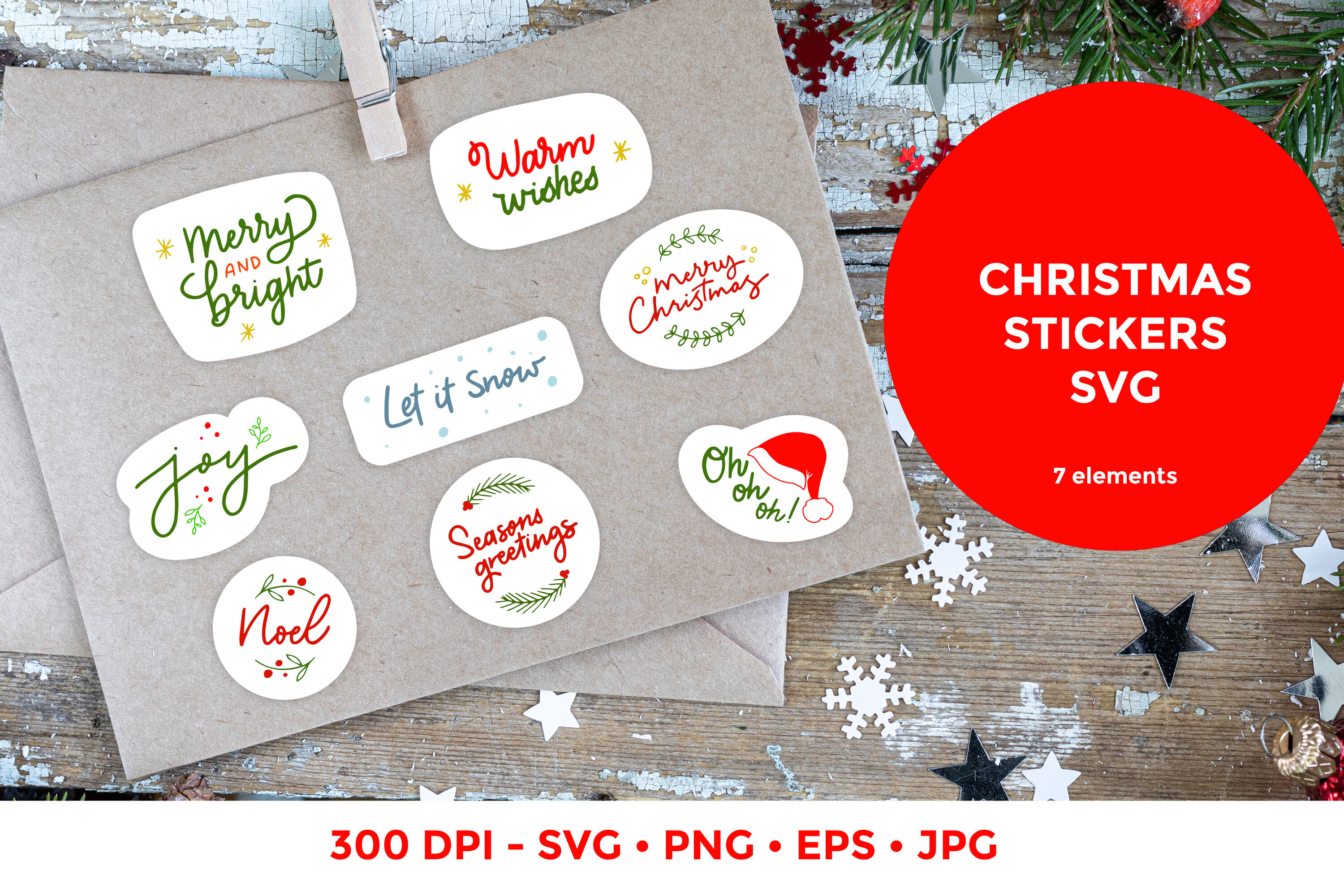 Christmas stickers svg | Lettering quote By LovINK | TheHungryJPEG.com