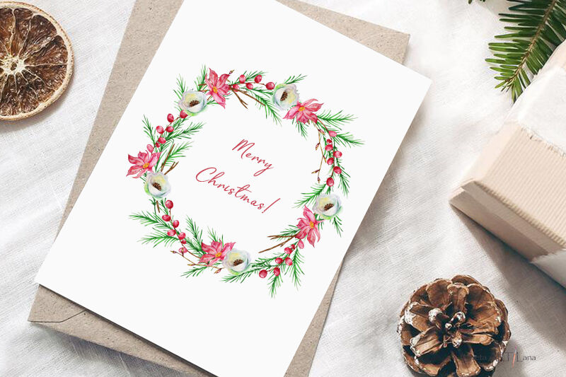 Christmas Wreath Clipart PNG, Watercolor Winter By SvetaArtLana ...