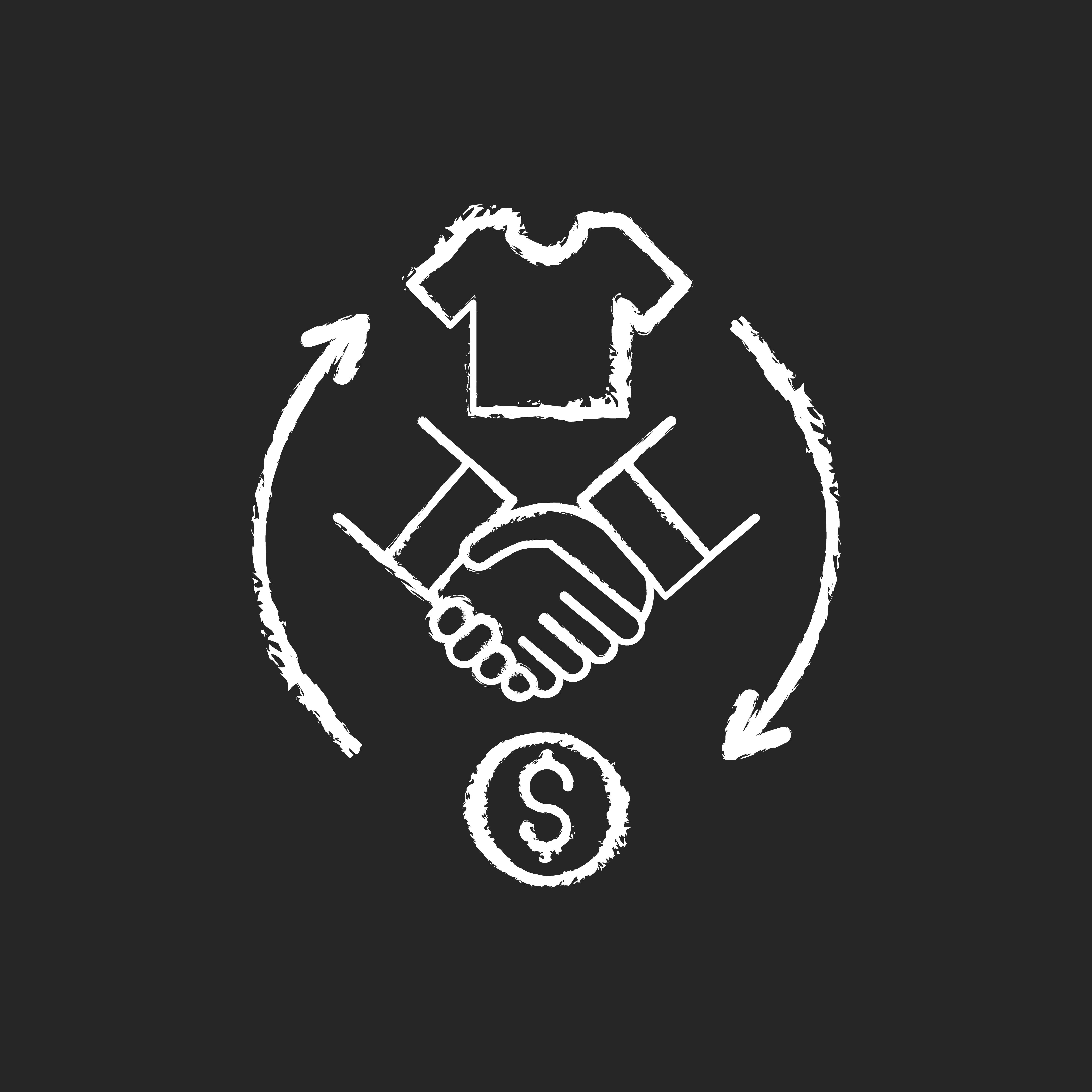 Handshake chalk white icon on black background Vector Image
