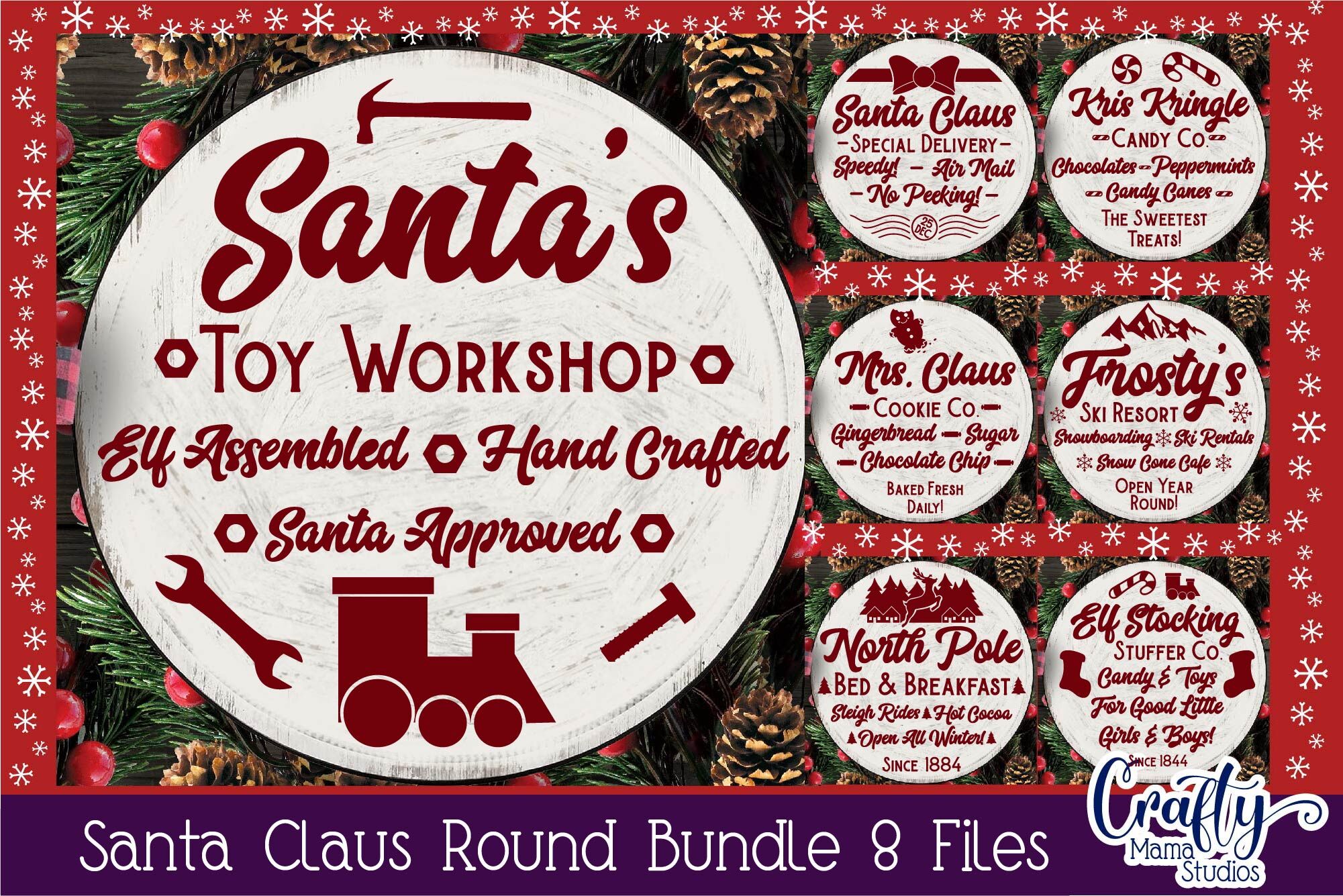 Download Santa Claus Svg Bundle Round Christmas Svg By Crafty Mama Studios Thehungryjpeg Com