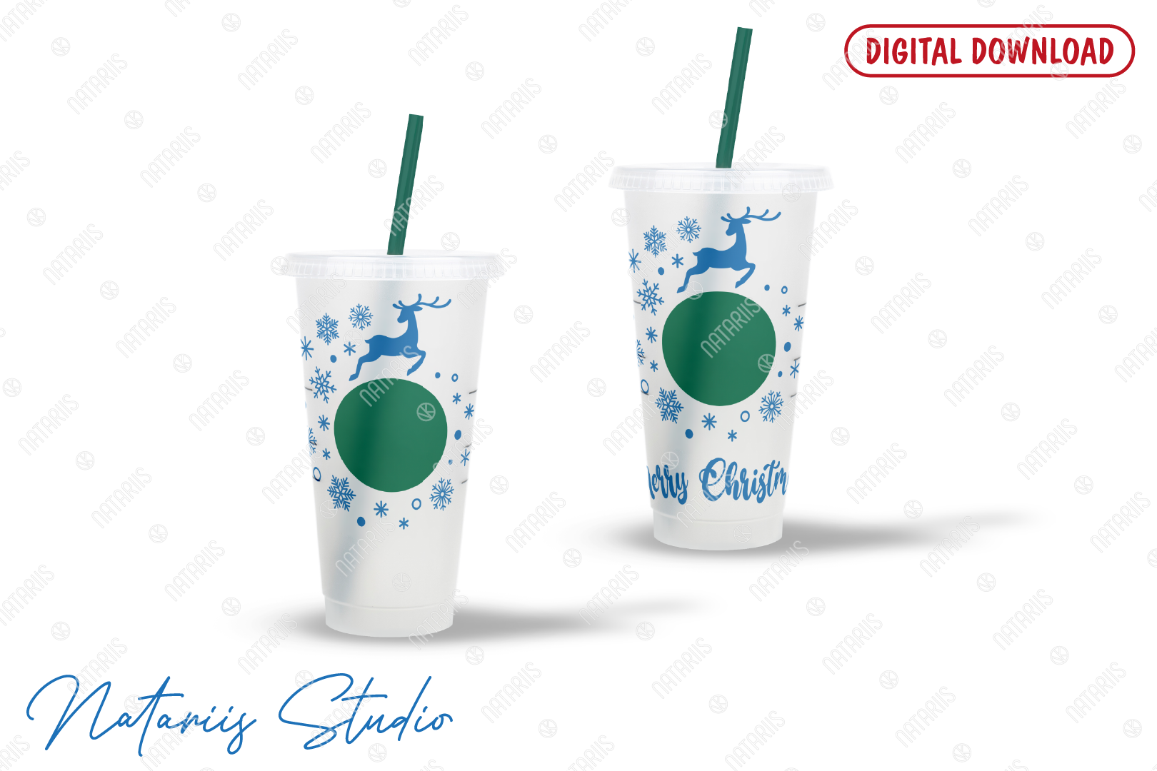 Christmas designs to personalize your Cold Cup Tubler. By Natariis Studio