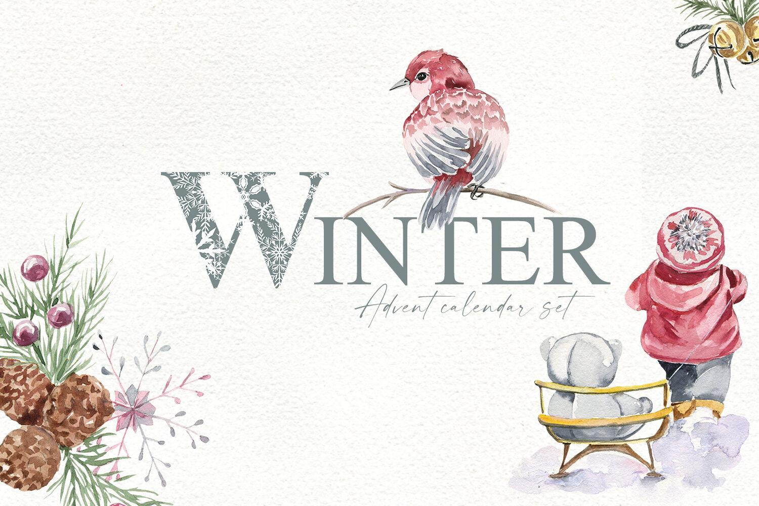 Winter. Advent calendar set By LoveWatercolorStore TheHungryJPEG
