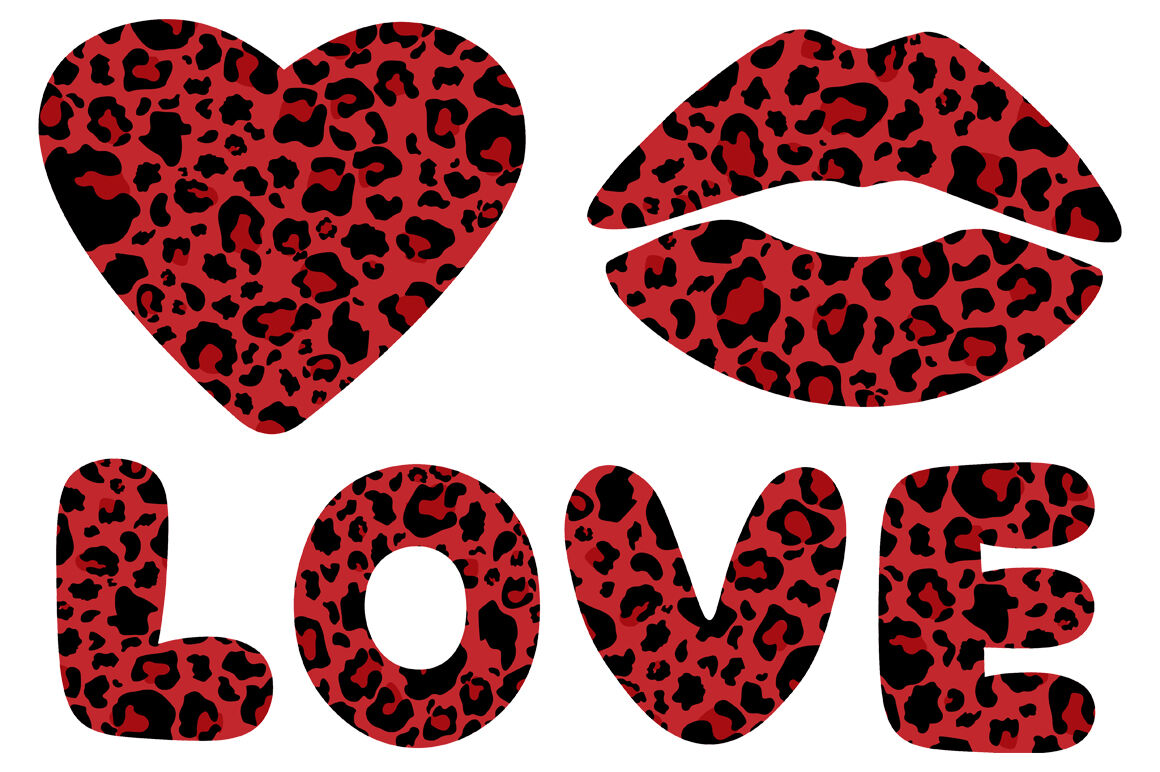 Valentine's day animal print. Leopard heart. Leopard lips By IrinaShishkova