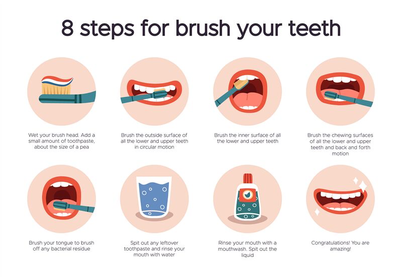 Dental Hygiene Infographic. Oral Healthcare Guide, Tooth Brushing For ...