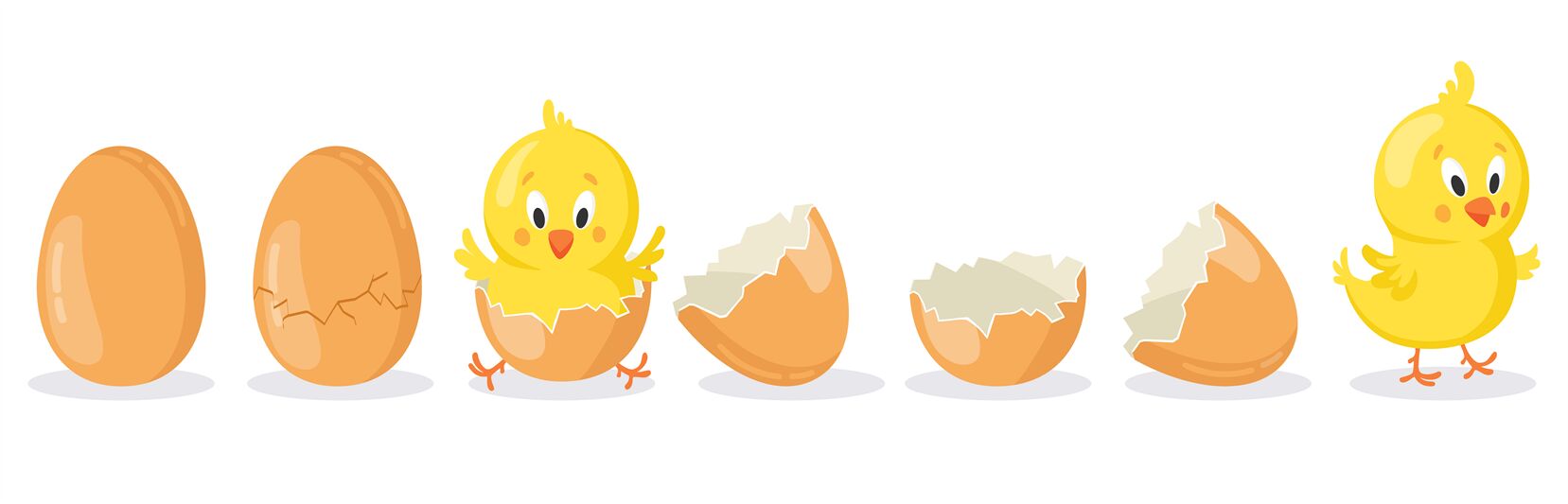 Cartoon hatched easter egg. Cracked chicken eggs with cute chicken mas By  WinWin_artlab | TheHungryJPEG