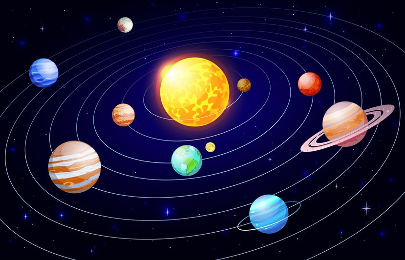 Cartoon solar system. Orbit astronomy space scheme, galaxy celestial b By  WinWin_artlab | TheHungryJPEG