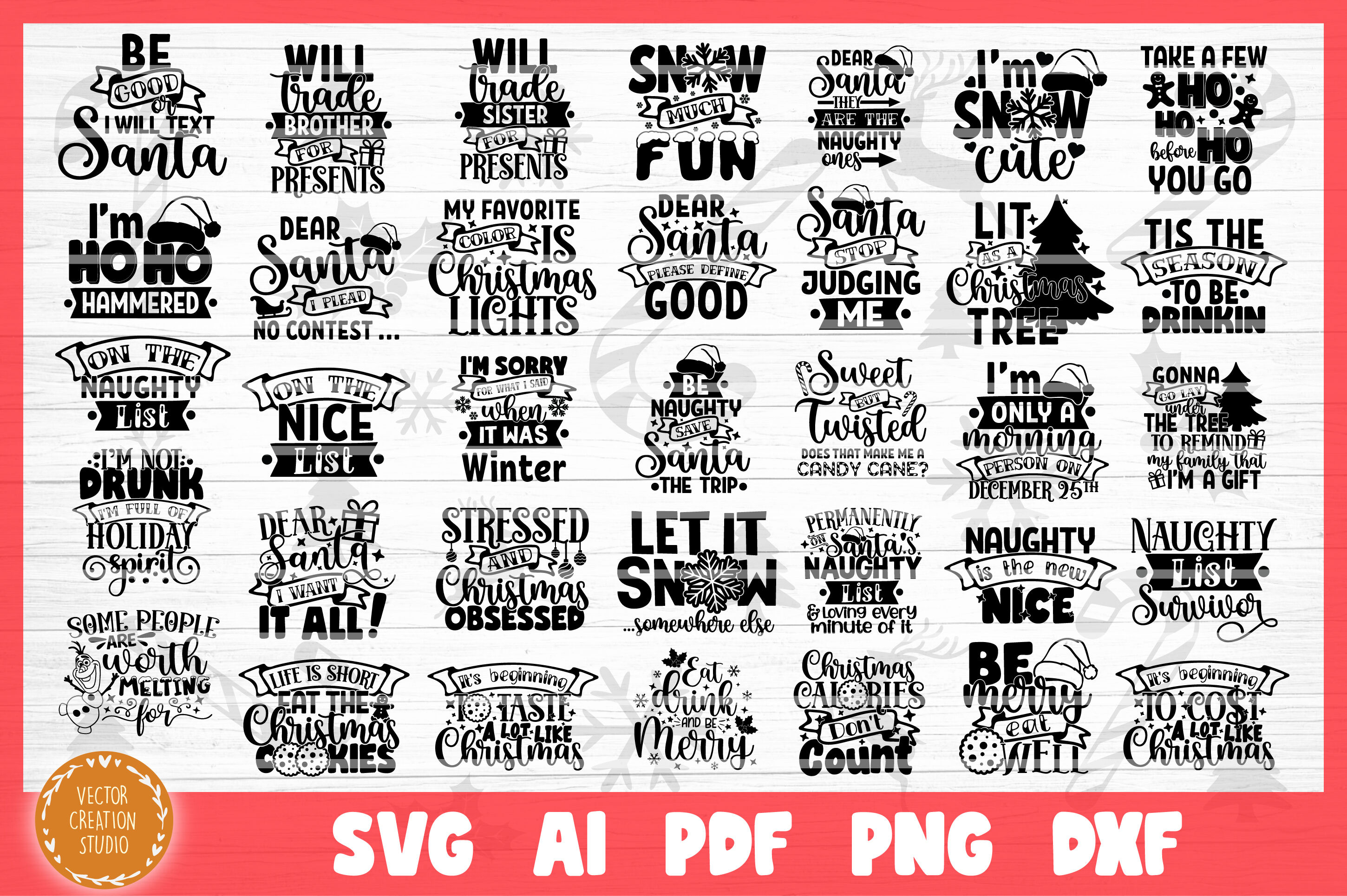 Funny Christmas SVG Bundle Cut Files By VectorCreationStudio