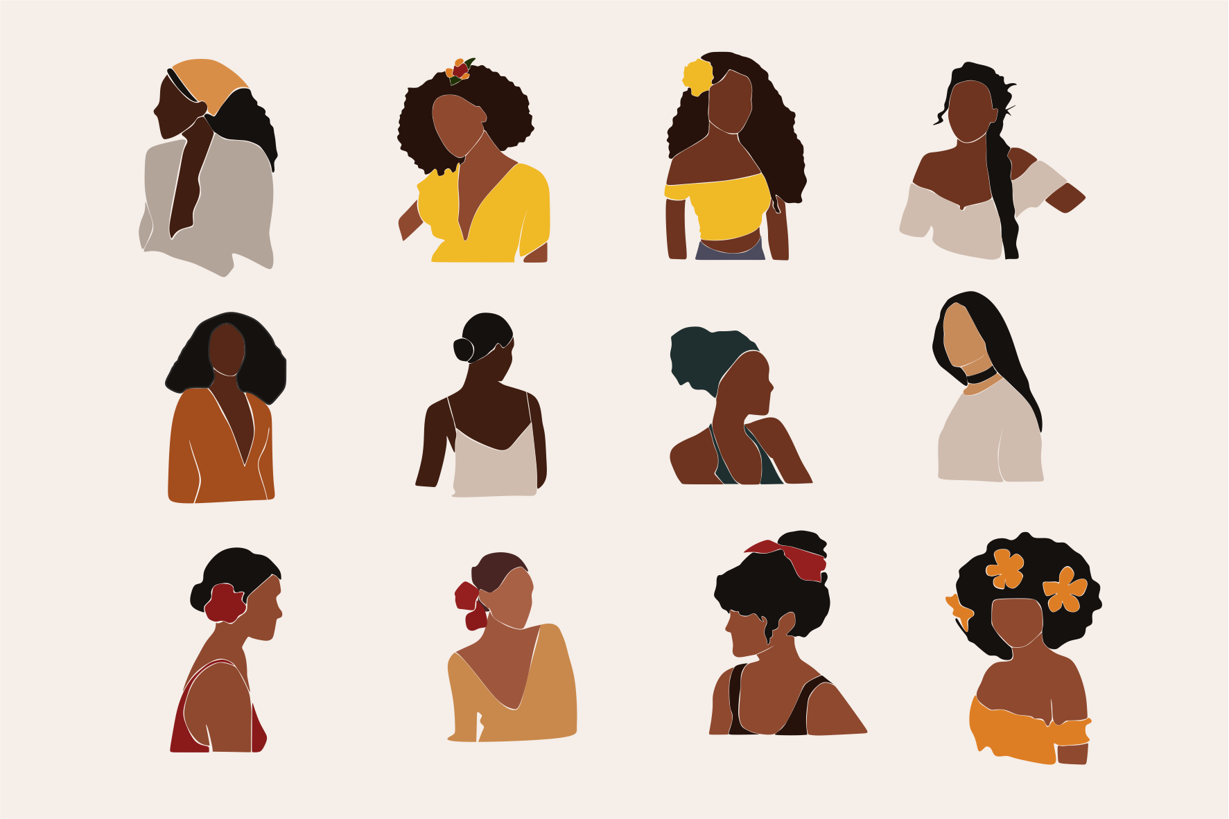 Abstract female illustration, female portrait, women in vector, SVG, E