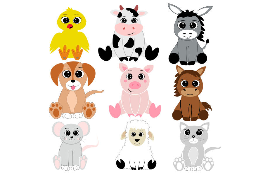 Farm Animal SVG, Farm Animal Clip Art, Cute Animals, Baby Animal SVG, By  Lillyarts | TheHungryJPEG