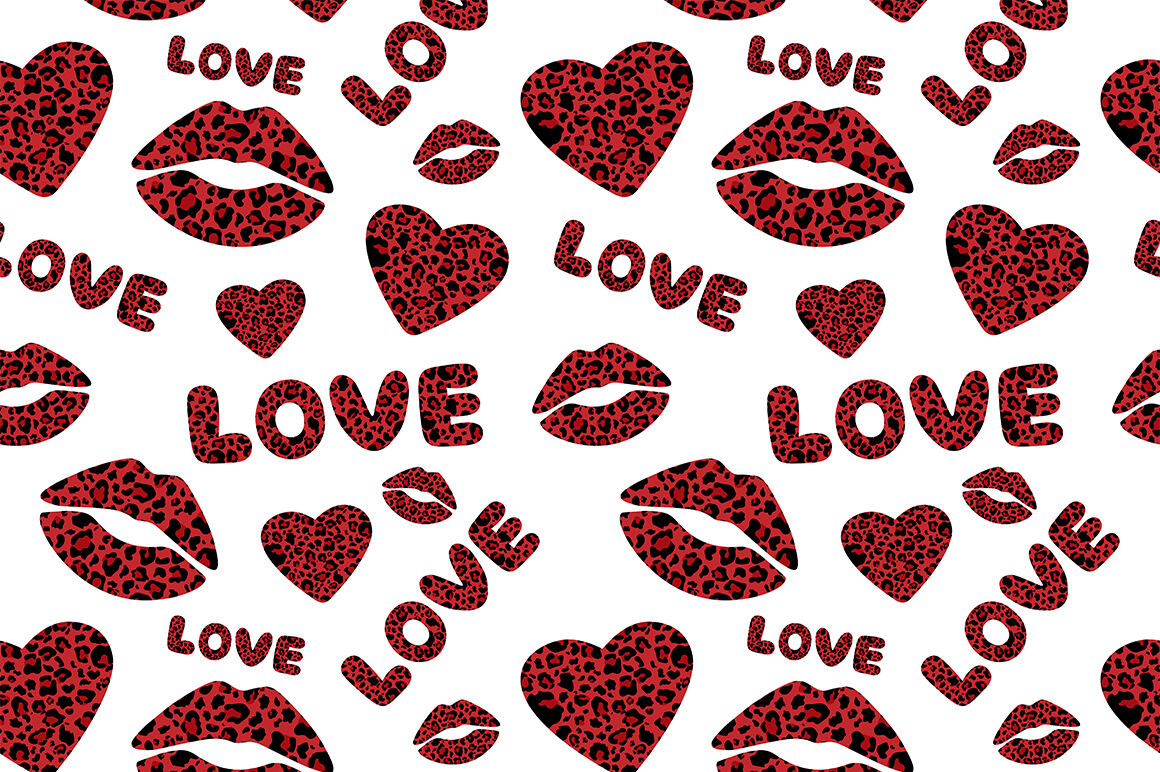 Valentine's day pattern. Leopard heart pattern. Leopard lips By ...