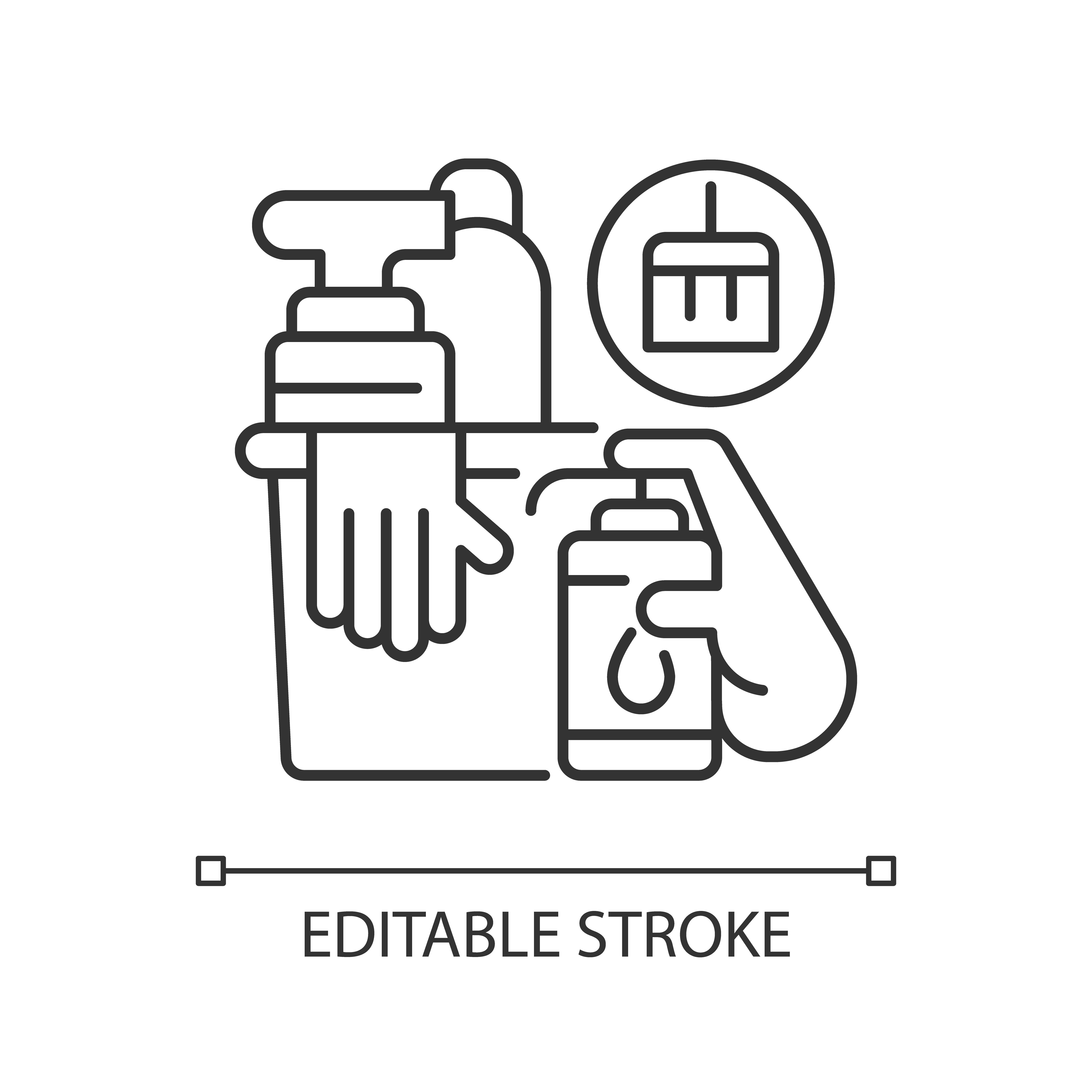 Hygiene products and services linear icon By bsd studio | TheHungryJPEG