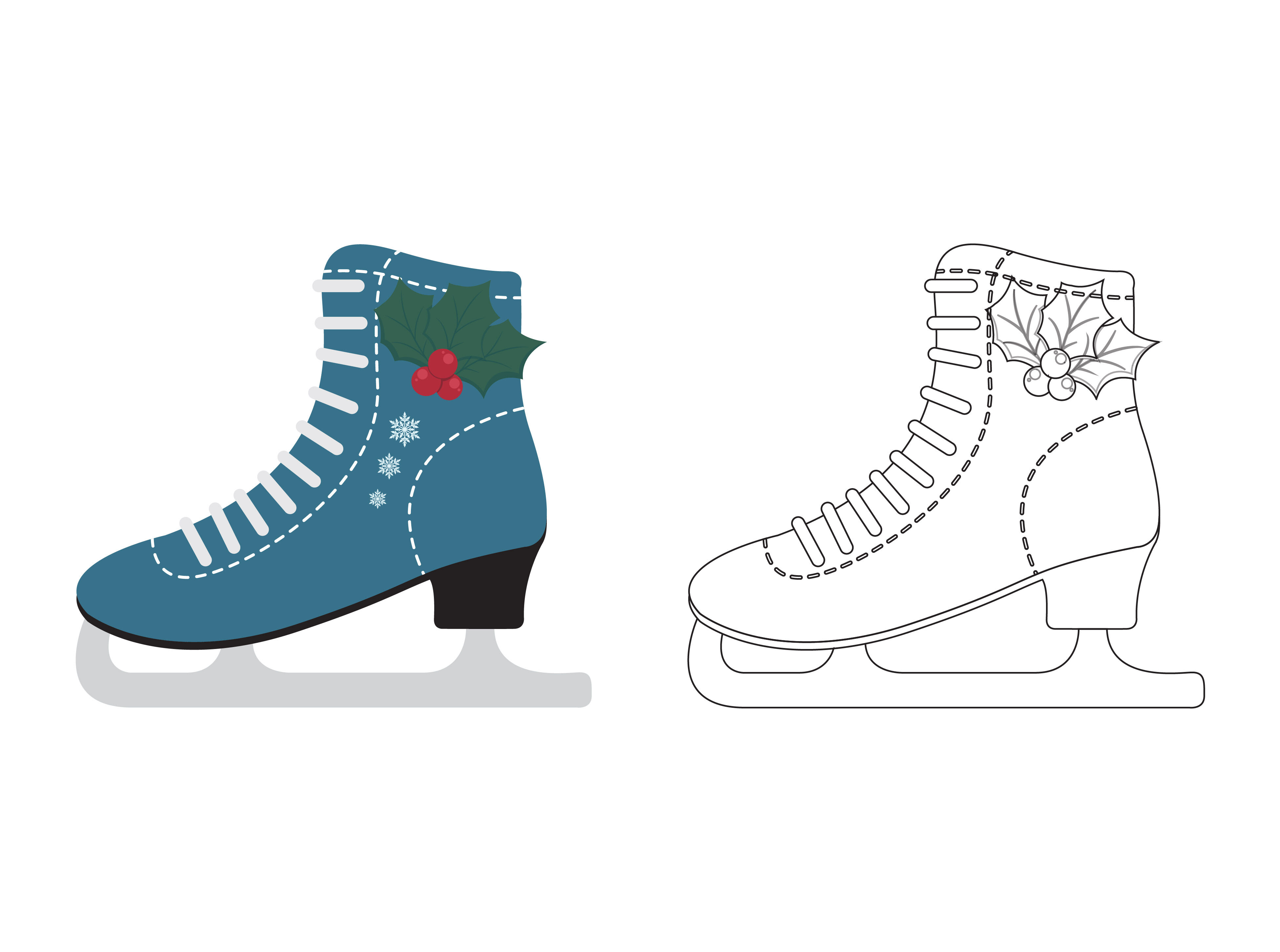 Christmas Ice Skate Shoes Fill Outline Icon By Printables Plazza |  TheHungryJPEG