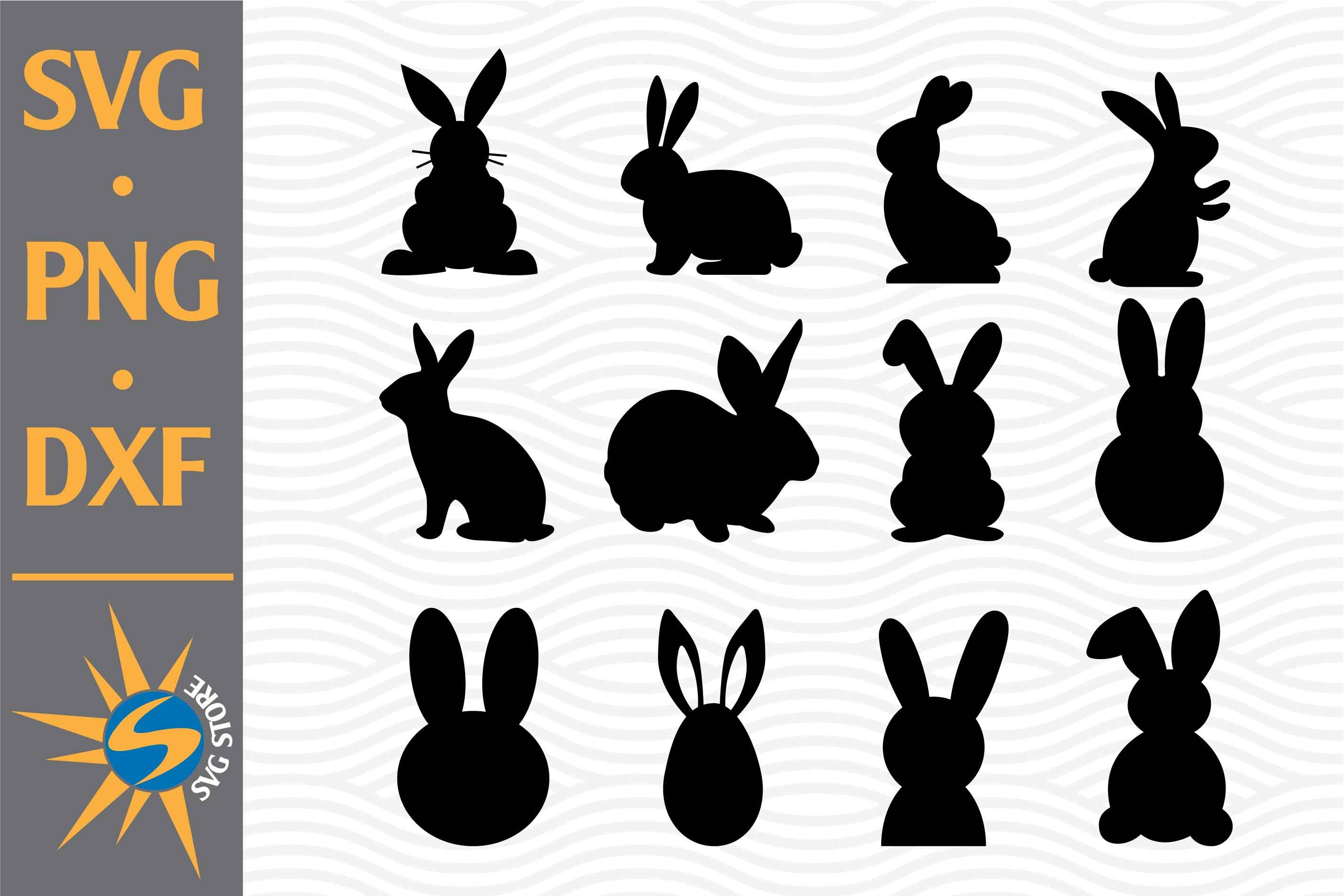 Easter Bunny Silhouette SVG, PNG, DXF Digital Files Include By