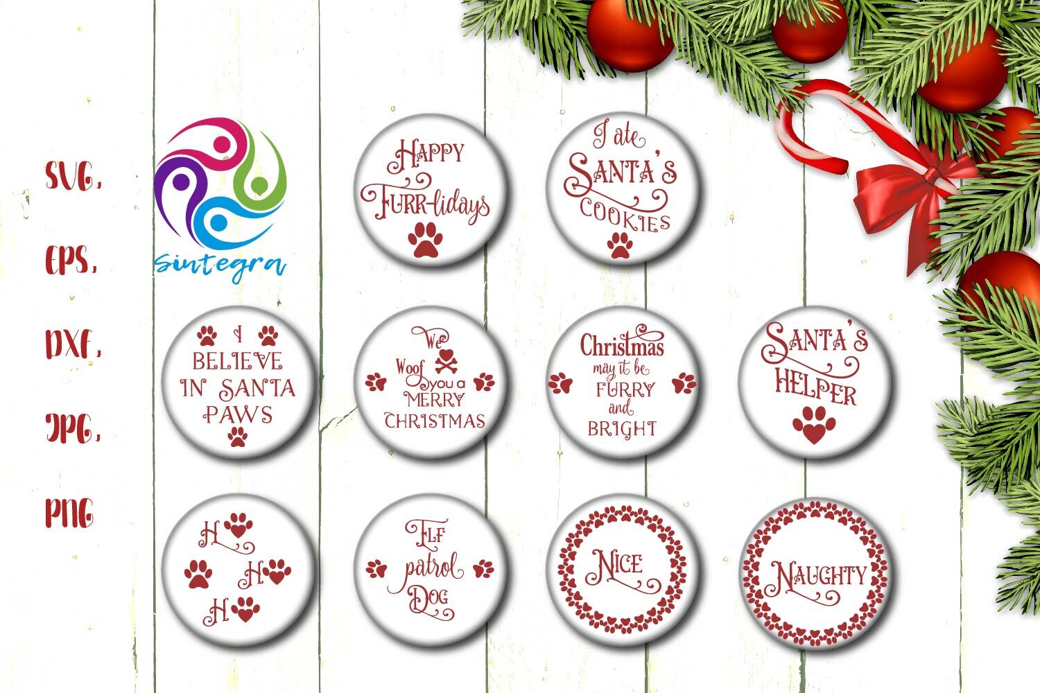 Christmas Pet Ornament Bundle Svg By Sintegra | TheHungryJPEG.com
