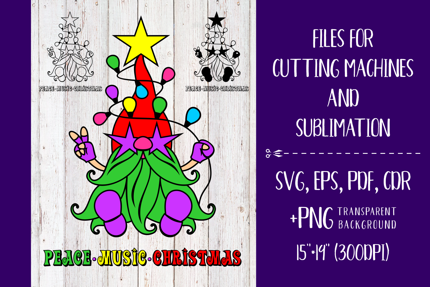 Download Peace Music Christmas Nordic Gnome Svg Cutting Files By Olga Belova Thehungryjpeg Com