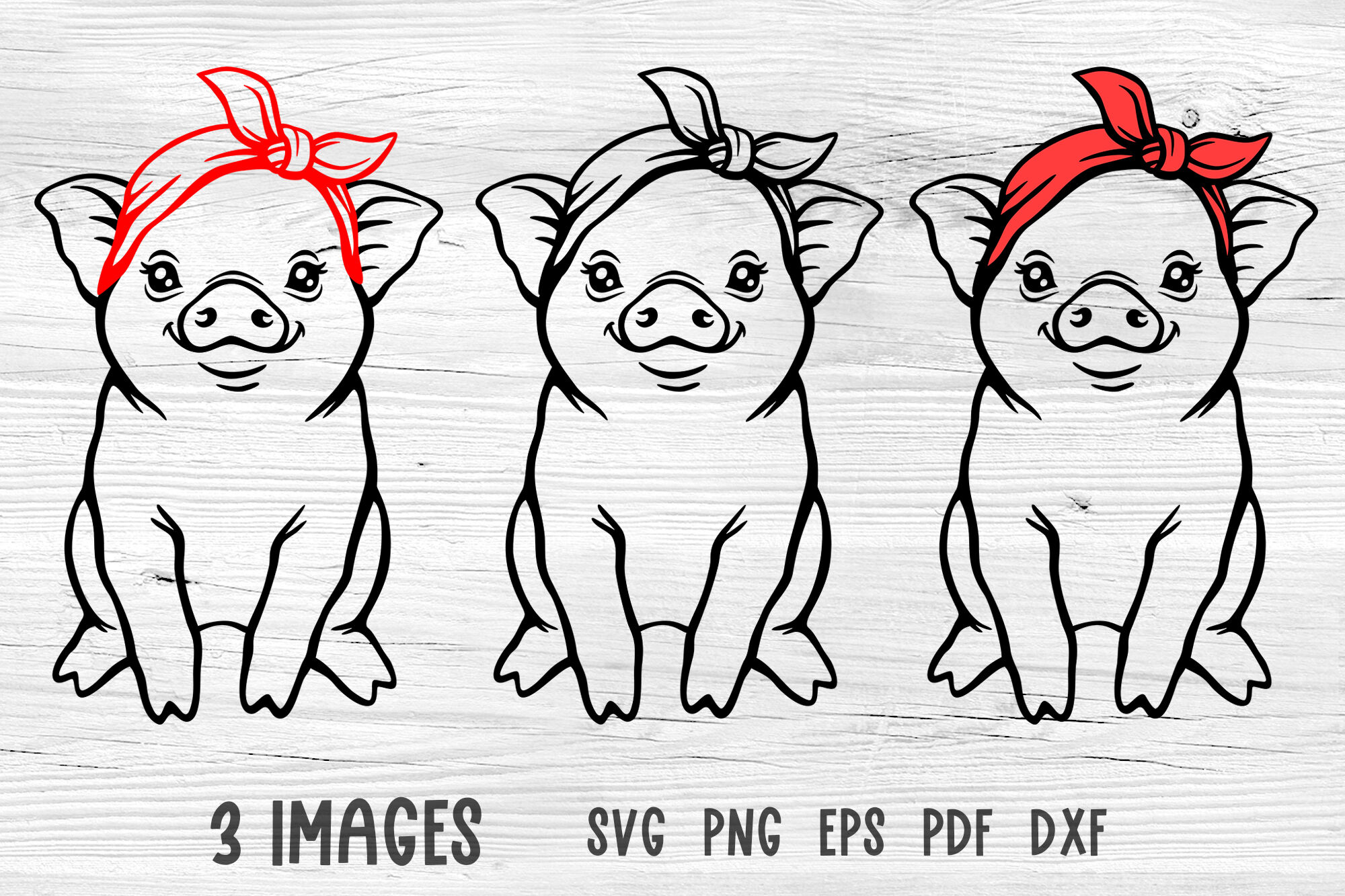 Download Pig With Bandana Svg Pig Svg Farm Animals Svg Farmhouse Svg Cut Files By Green Wolf Art Thehungryjpeg Com