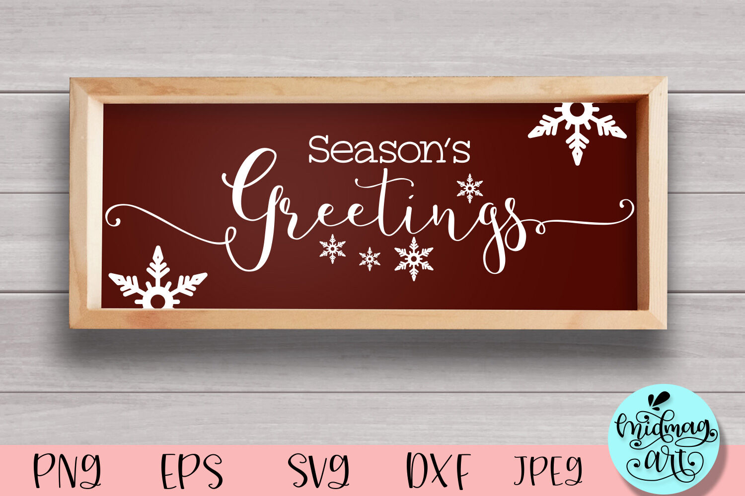 Dxf Eps Pdf Png Included Seasons Greetings Horizontal Wood Sign SVG Files for Cricut Silhouette