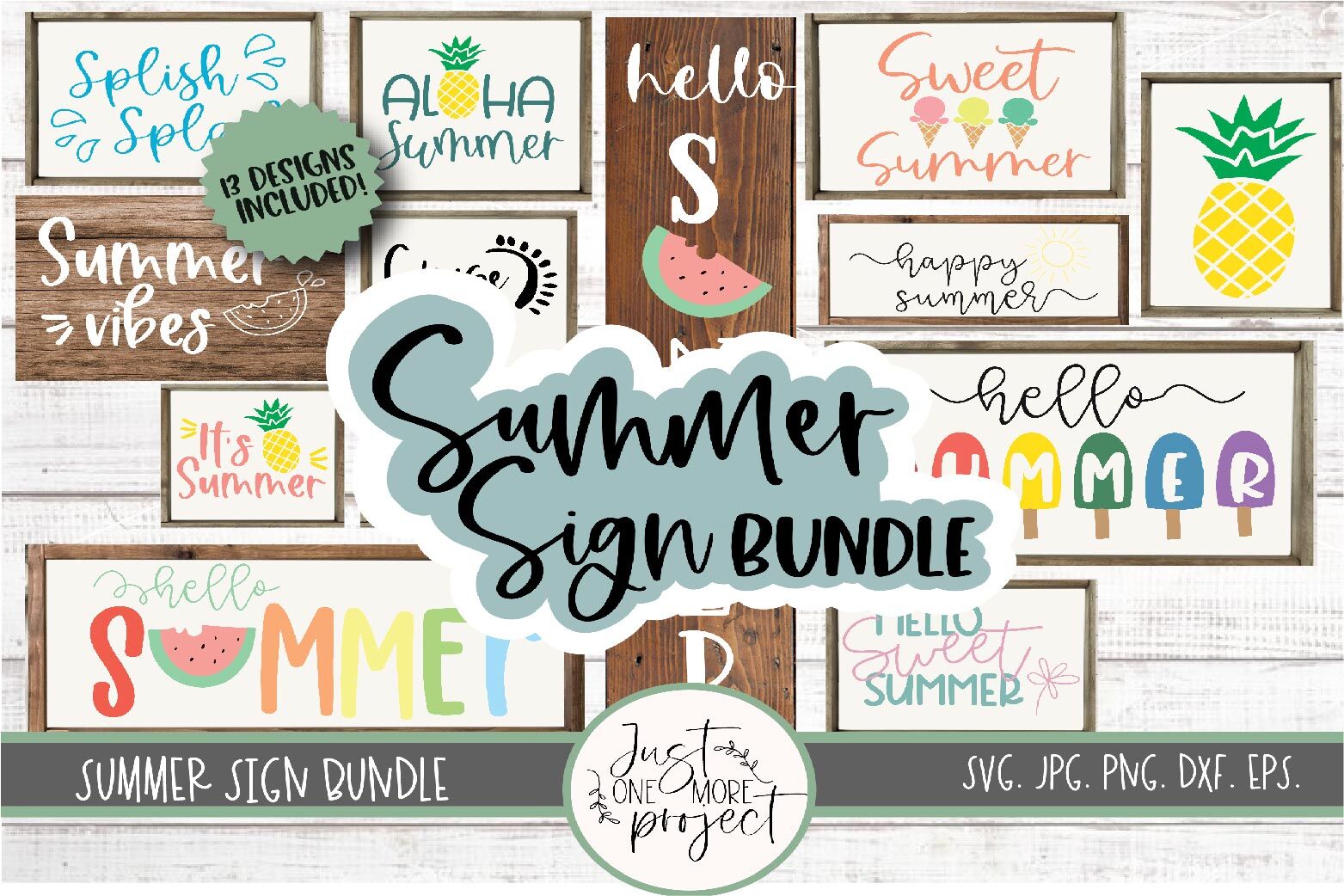 Download Summer Sign Bundle Summer Sign Svg Hello Summer Svg Summertime Svg By Just One More Project Thehungryjpeg Com