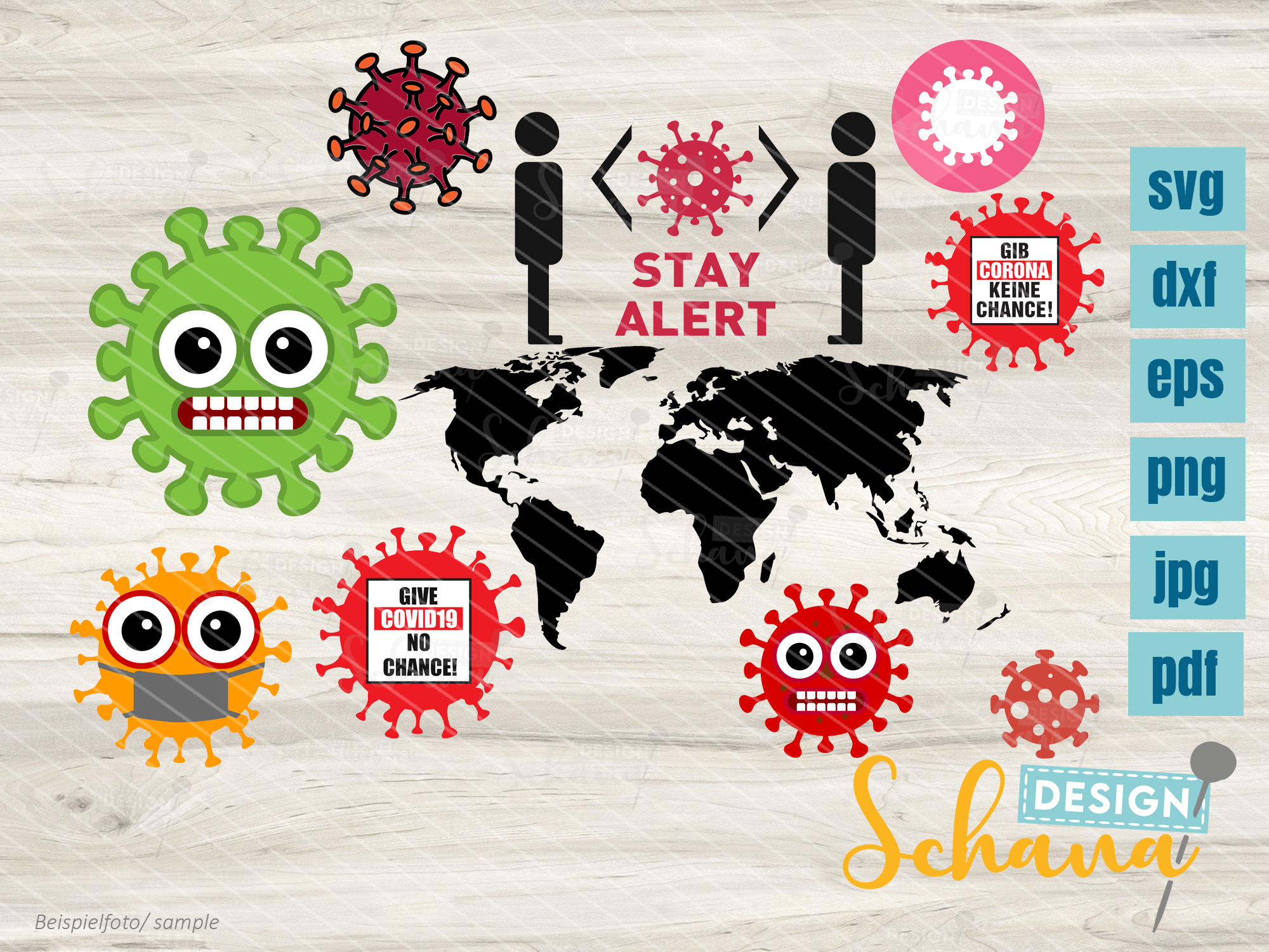 Download Covid Bundle 3 Svg Pandemic Virus Quarantine Stay Alert Svg Dxf Png Ke By Schanadesign Thehungryjpeg Com SVG, PNG, EPS, DXF File