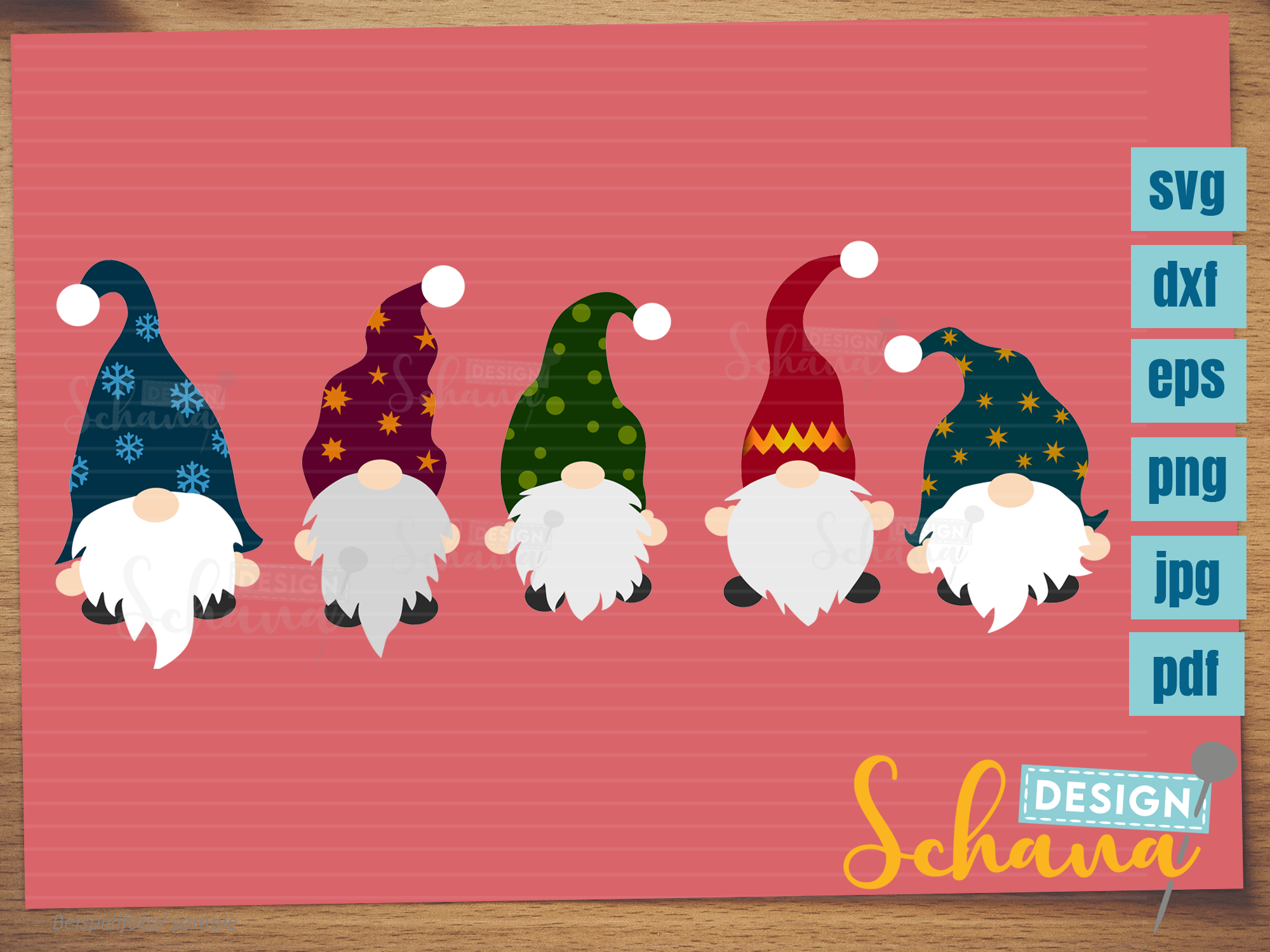 Download Christmas Gnomes Set Of 5 Gnome Xmas Gnome File Gnome Friends Christm By Schanadesign Thehungryjpeg Com