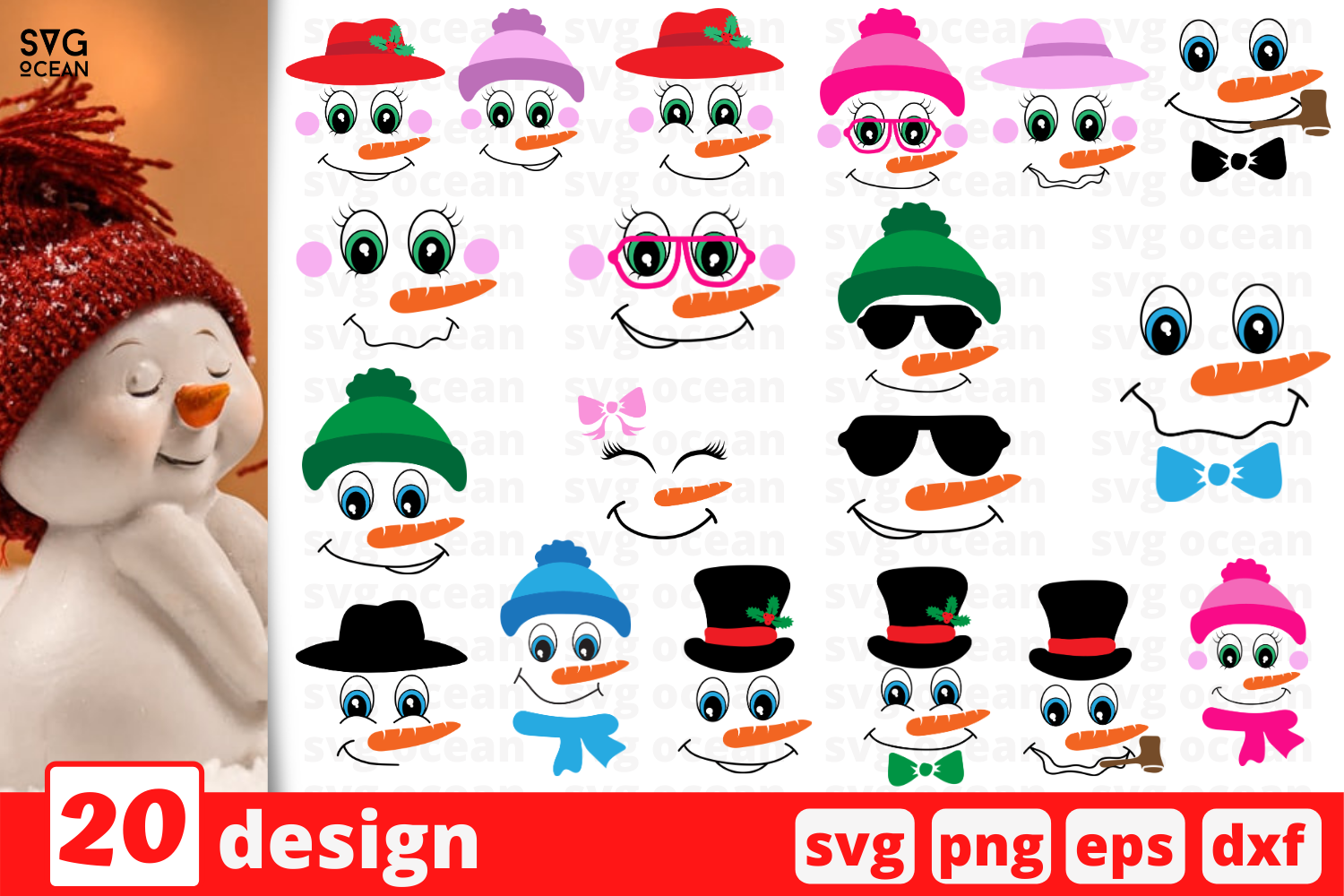 Snowman face SVG Bundle By SvgOcean | TheHungryJPEG