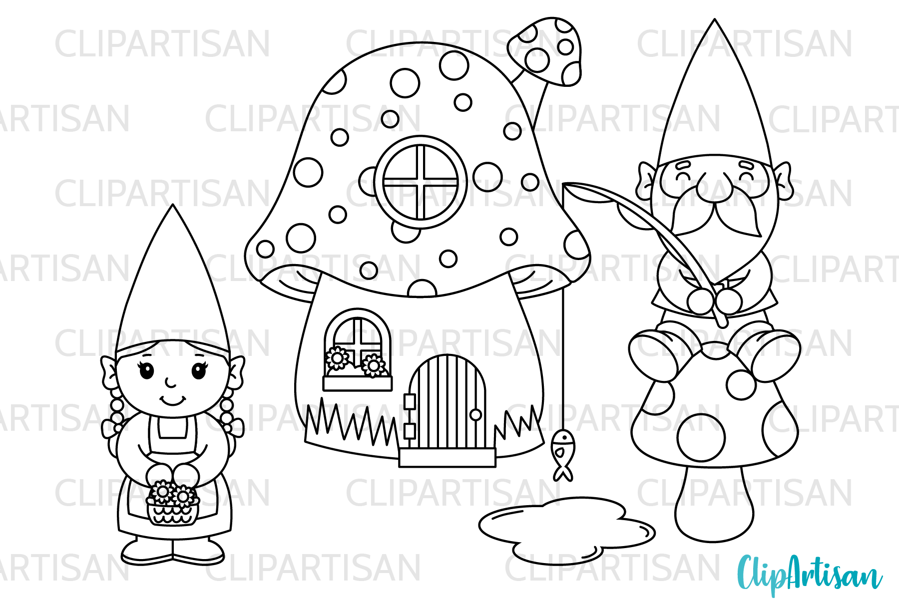 Download Garden Gnomes Clipart Gnome Digital Stamps Png Jpeg Svg By Clipartisan Thehungryjpeg Com