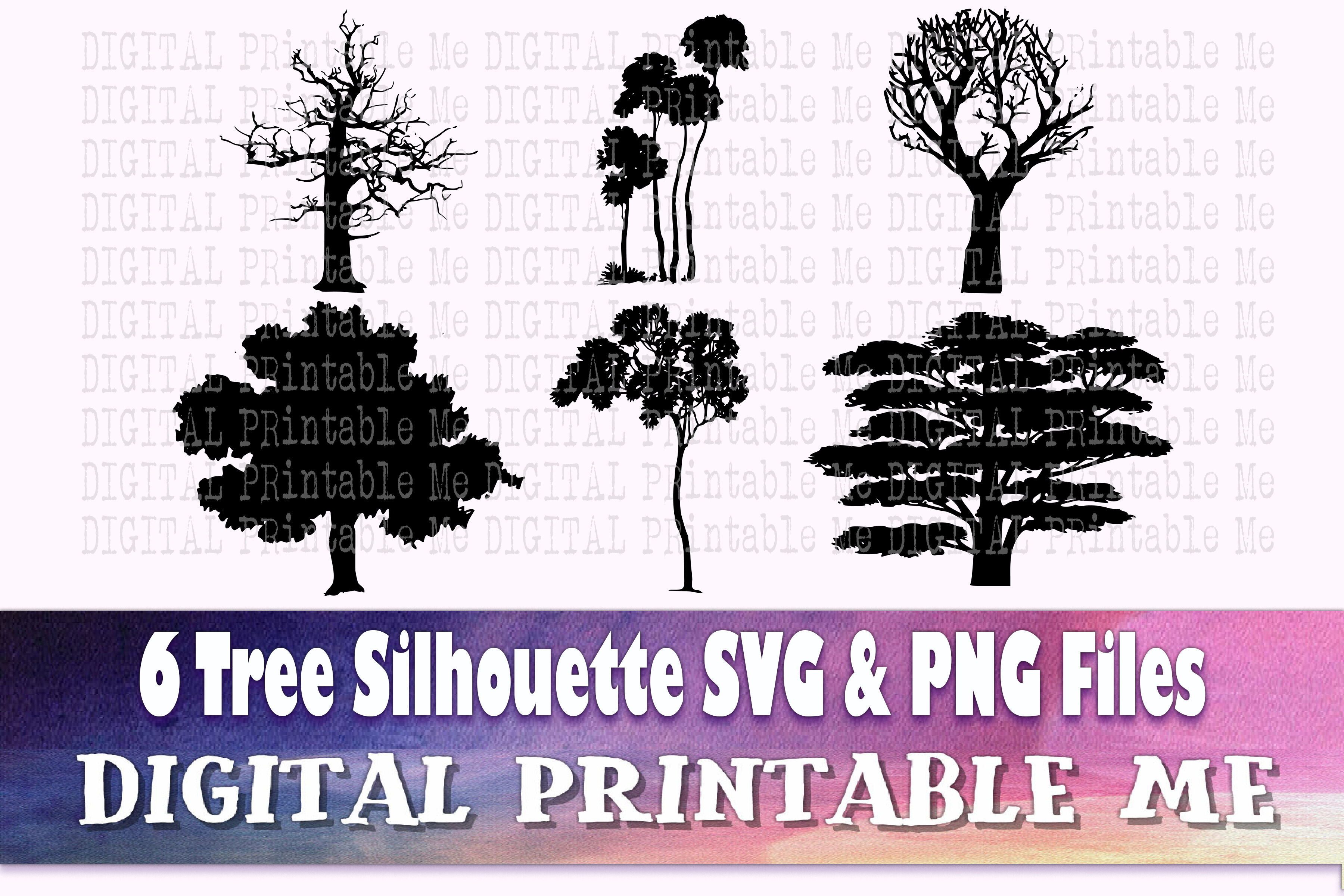 Download Tree Silhouette Forest Svg Bundle Png Clip Art Pack 6 Cut File Pa By Digitalprintableme Thehungryjpeg Com
